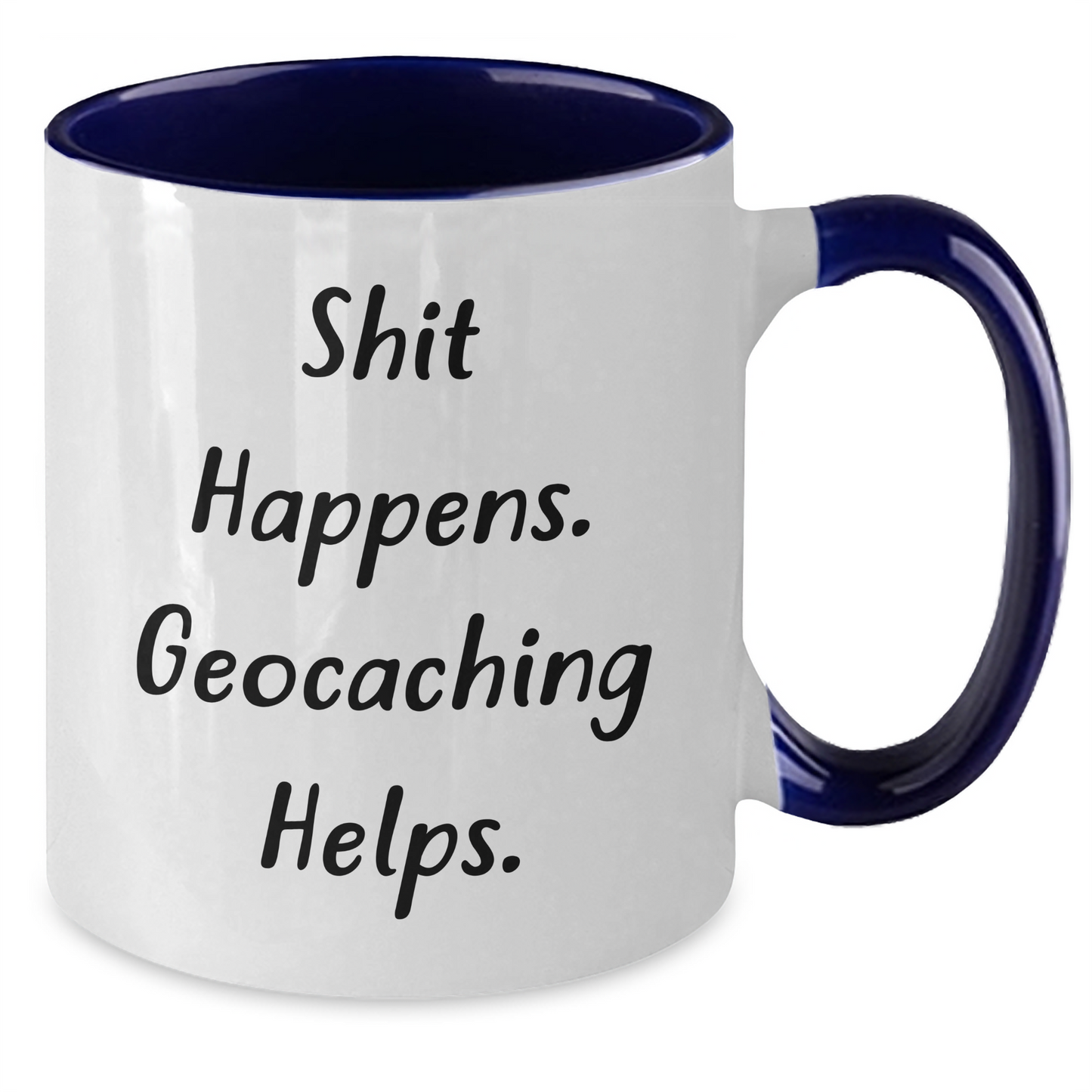 Funny Geocaching Gifts - 'Shit Happens. Geocaching Helps.' Two Tone Coffee Mug for Geocaching Enthusiasts, Father's Day Unique Gifts from Friends to Men - Additional