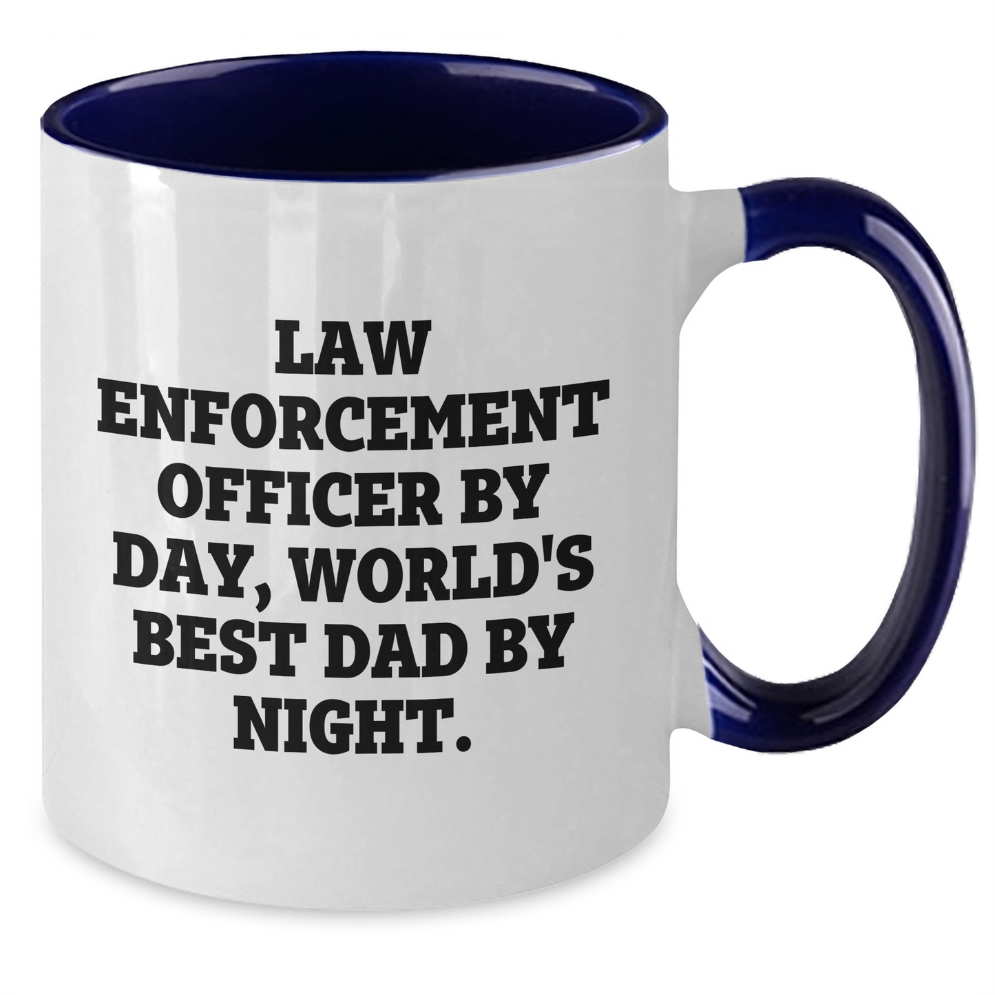 Funny Law Enforcement Officer Gifts by Day, World's Best Dad By Night Two Tone Coffee Mug for Father's Day from Friends - Additional