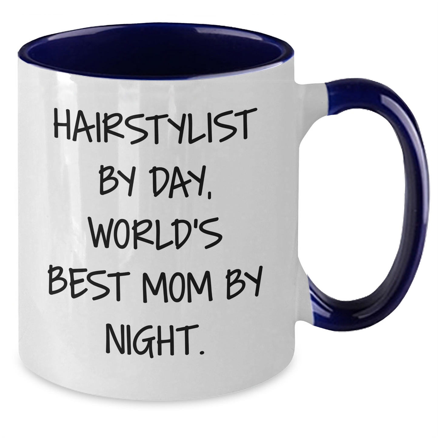 Hairstylist Gifts from Friends, Funny Two Tone Coffee Mug for Graduation, 'Hairstylist By Day, World's Best Mom By Night.' - Additional