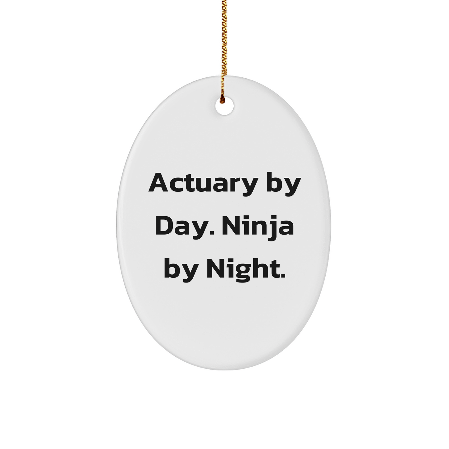 Actuary Gifts by Day, Ninja Gifts for Christmas - Oval Ornament - Image 1