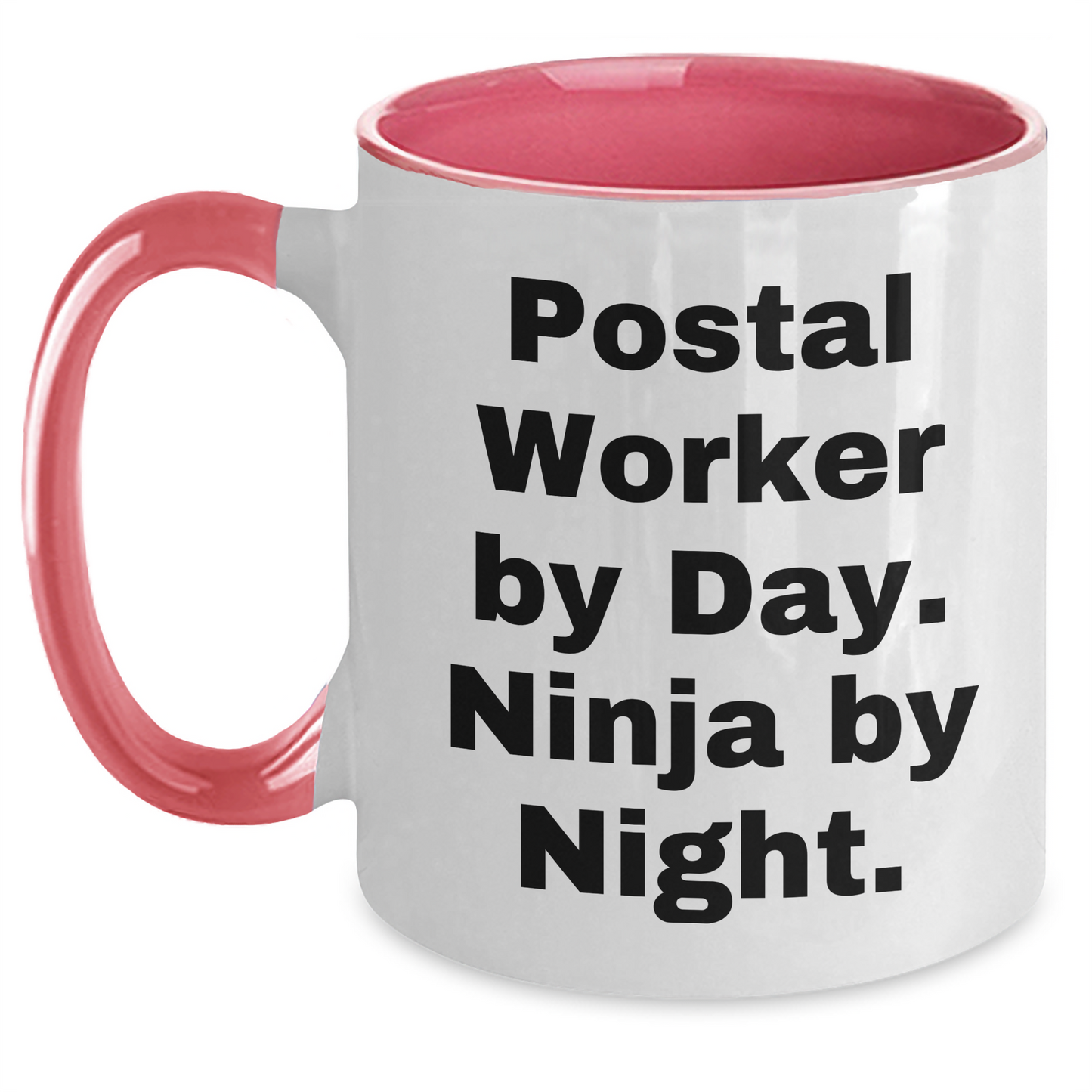 Postal Worker Gifts, Funny Quote, Two Tone Coffee Mug - Gifts from Friends, Family, Coworkers, for Postal Worker By Day, Ninja By Night, Father's Day Unique Gifts - Main