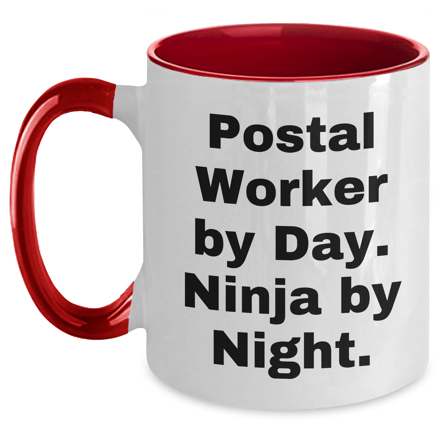 Postal Worker Gifts, Funny Quote, Two Tone Coffee Mug - Gifts from Friends, Family, Coworkers, for Postal Worker By Day, Ninja By Night, Father's Day Unique Gifts - Main
