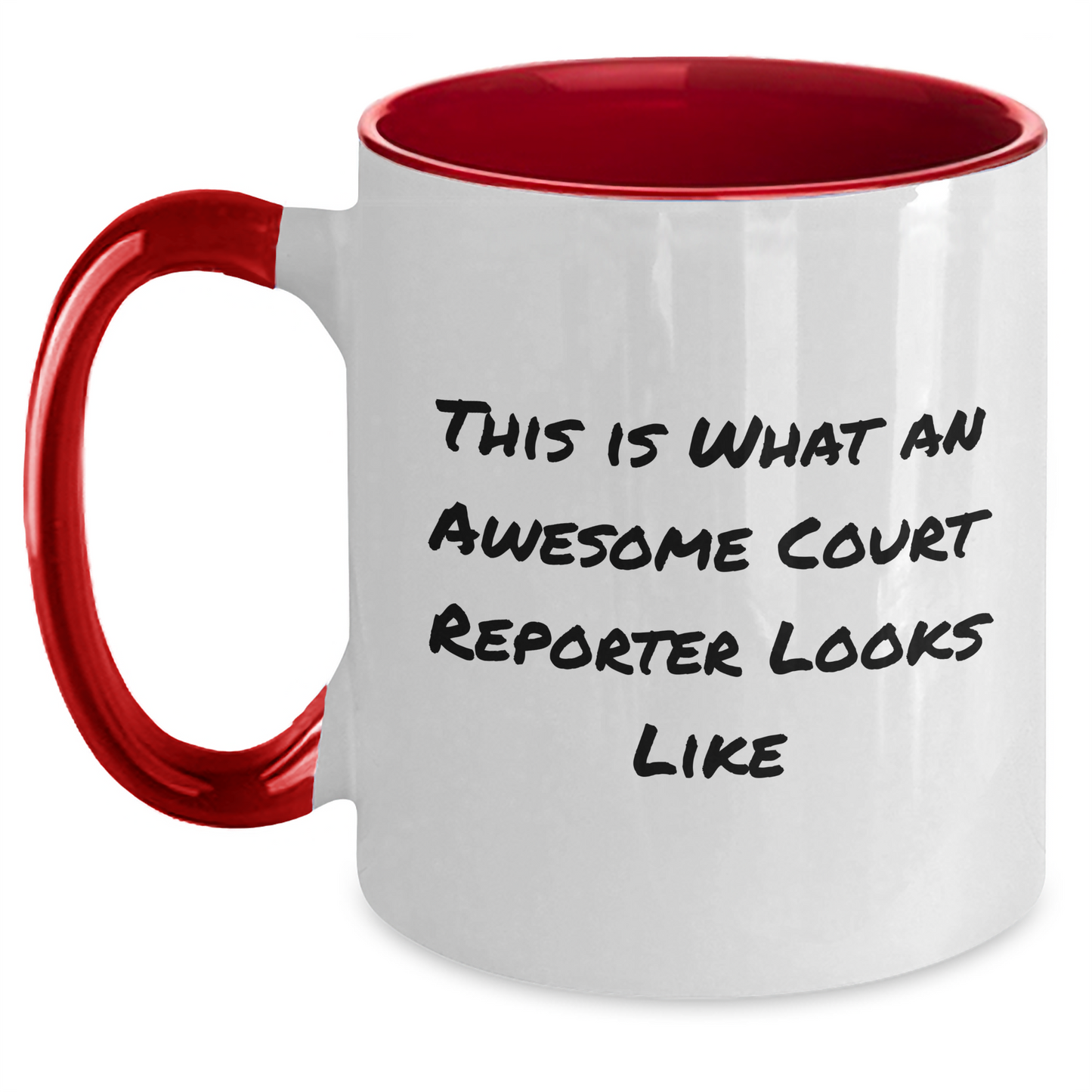 Funny Court Reporter Gifts from Friends, Court Reporter Unique Graduation Gifts, Two Tone Coffee Mug Quote 'This Is What An Awesome Court Reporter Looks Like', Court Reporter Appreciation - Main
