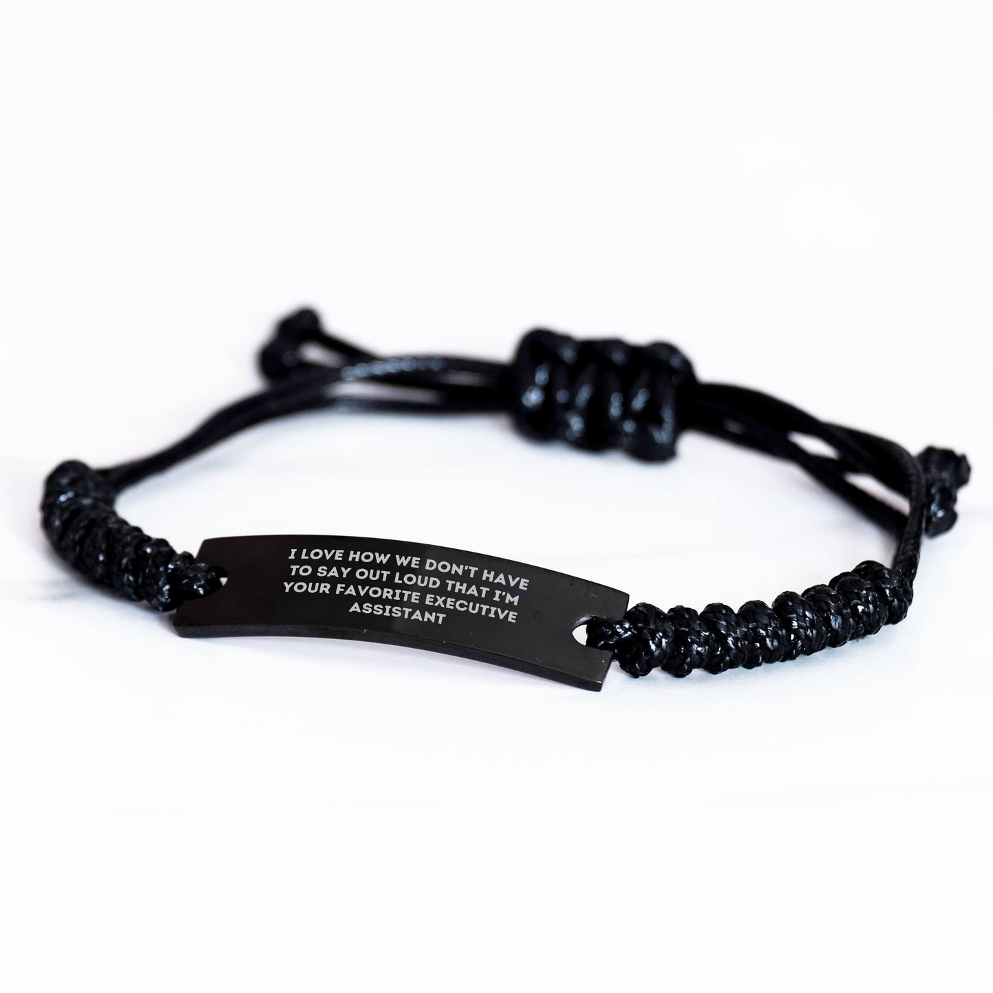 Executive Assistant Favorite Gifts from Friends Graduation Unique Rope Bracelets with Funny Quote, Adjustable Black Stainless Steel Interlaced Rope, Organza Bag - Image 2