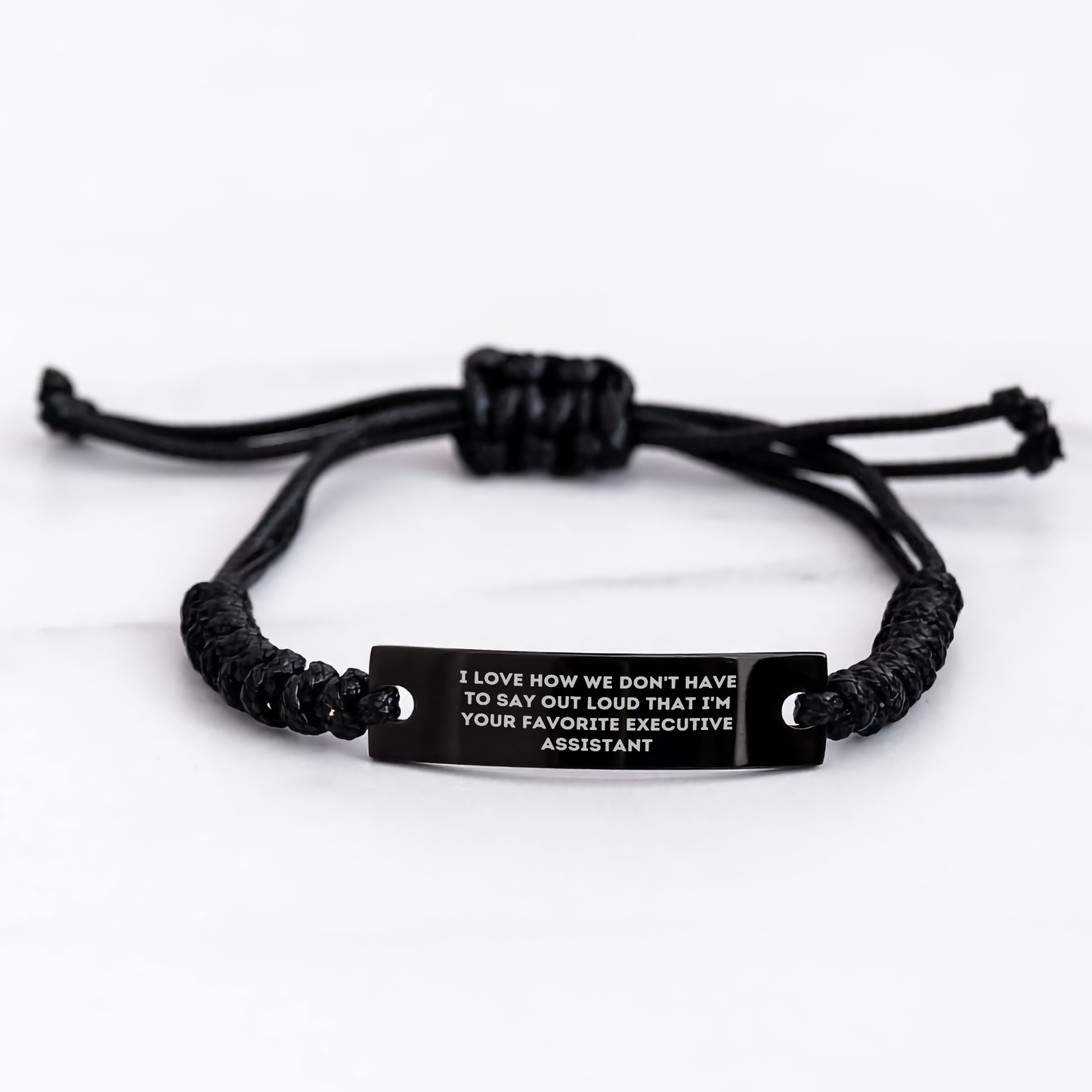 Executive Assistant Favorite Gifts from Friends Graduation Unique Rope Bracelets with Funny Quote, Adjustable Black Stainless Steel Interlaced Rope, Organza Bag - Image 3