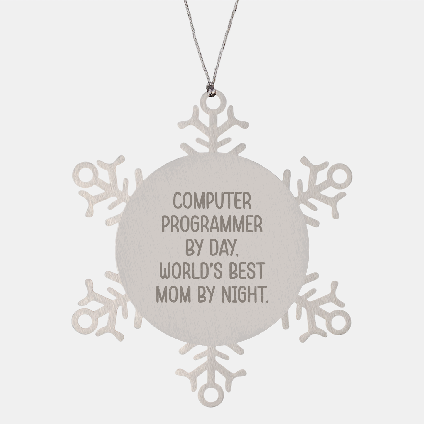 Computer Programmer Gifts, Funny Snowflake Ornament for Christmas, 'Computer Programmer By Day, World's Best Mom By Night.' - Gifts from Mom to Computer Programmer - Image 1