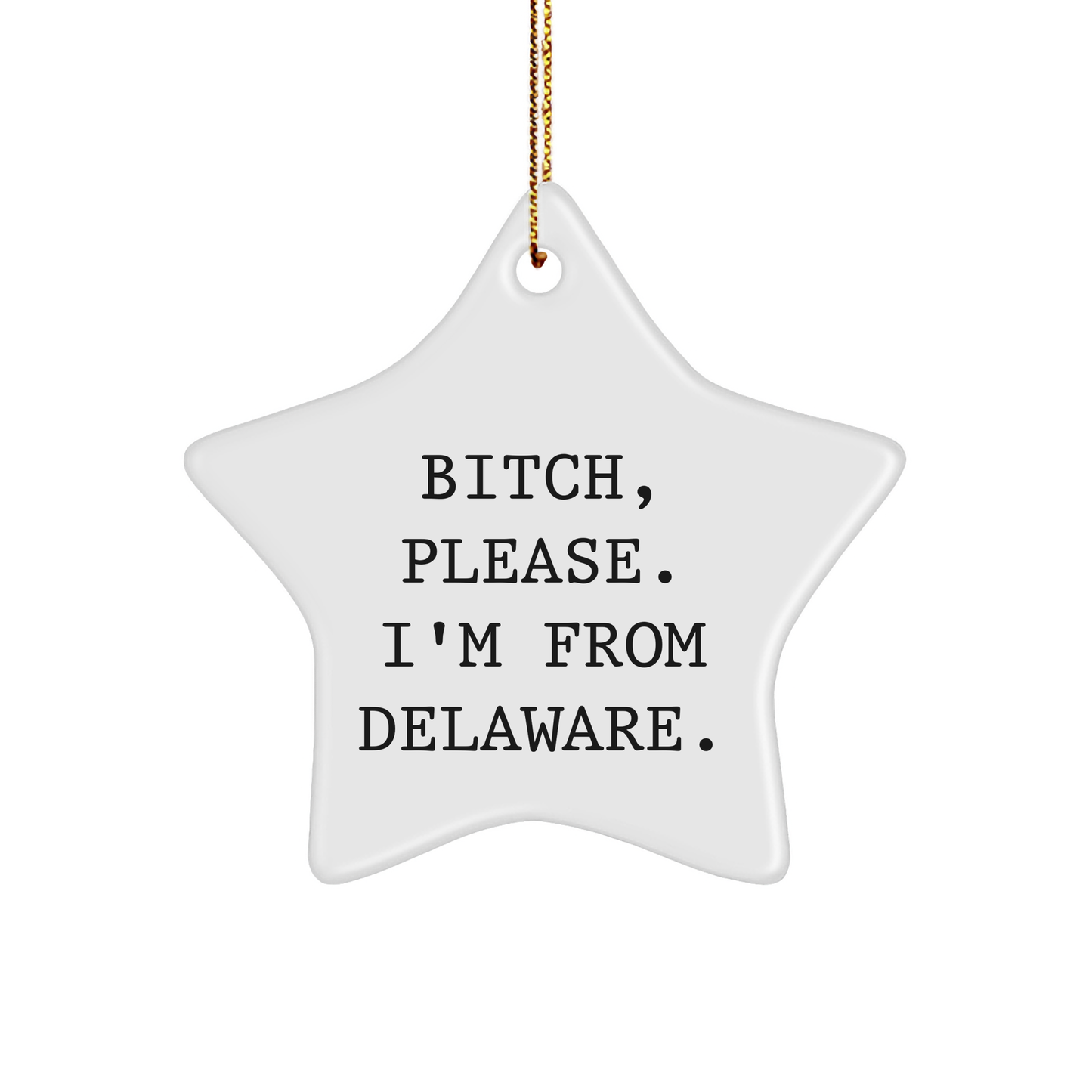 B-tch Please I'm From Delaware Star Ornament Funny Delaware Gifts for Family Friends Coworkers, Christmas Unique Gifts for Him Her - Image 1