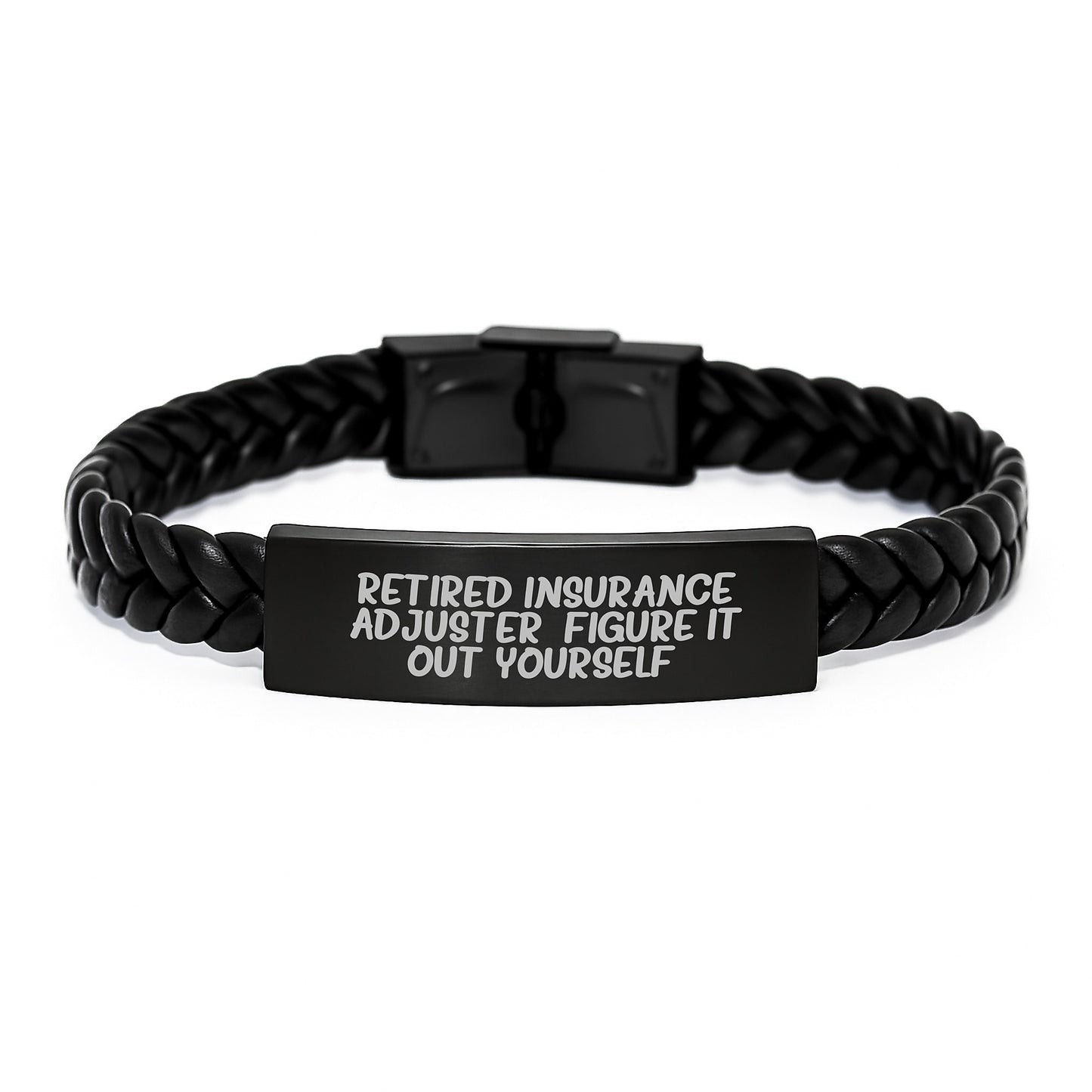 Funny Insurance Adjuster Gifts, Interlaced Leather Bracelet for Birthday 'Figure It Out Yourself', Unique Presents from Friends or Coworkers to Insurance Adjuster Men or Women - Image 1