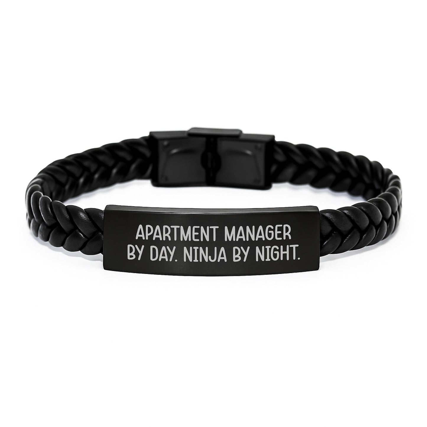 Apartment Manager Gifts - Inspirational Ninja Quote Interlaced Leather Bracelet, Gifts from Friends to Apartment Manager, Unique Graduation Gifts for Men and Women - Image 1
