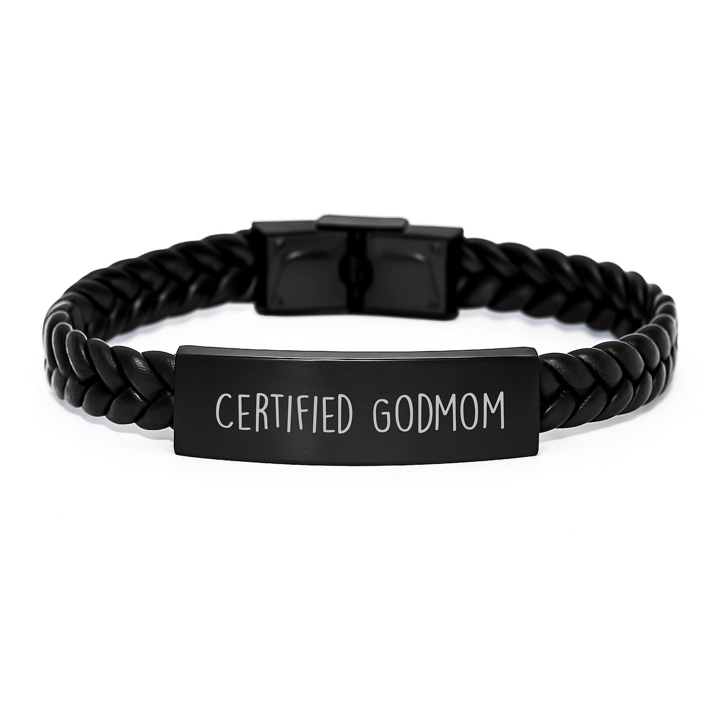 Godmom Gifts from Family, Interlaced Leather Bracelet with Funny Quote, Certified Godmom Graduation Unique Gifts for Her - Image 1