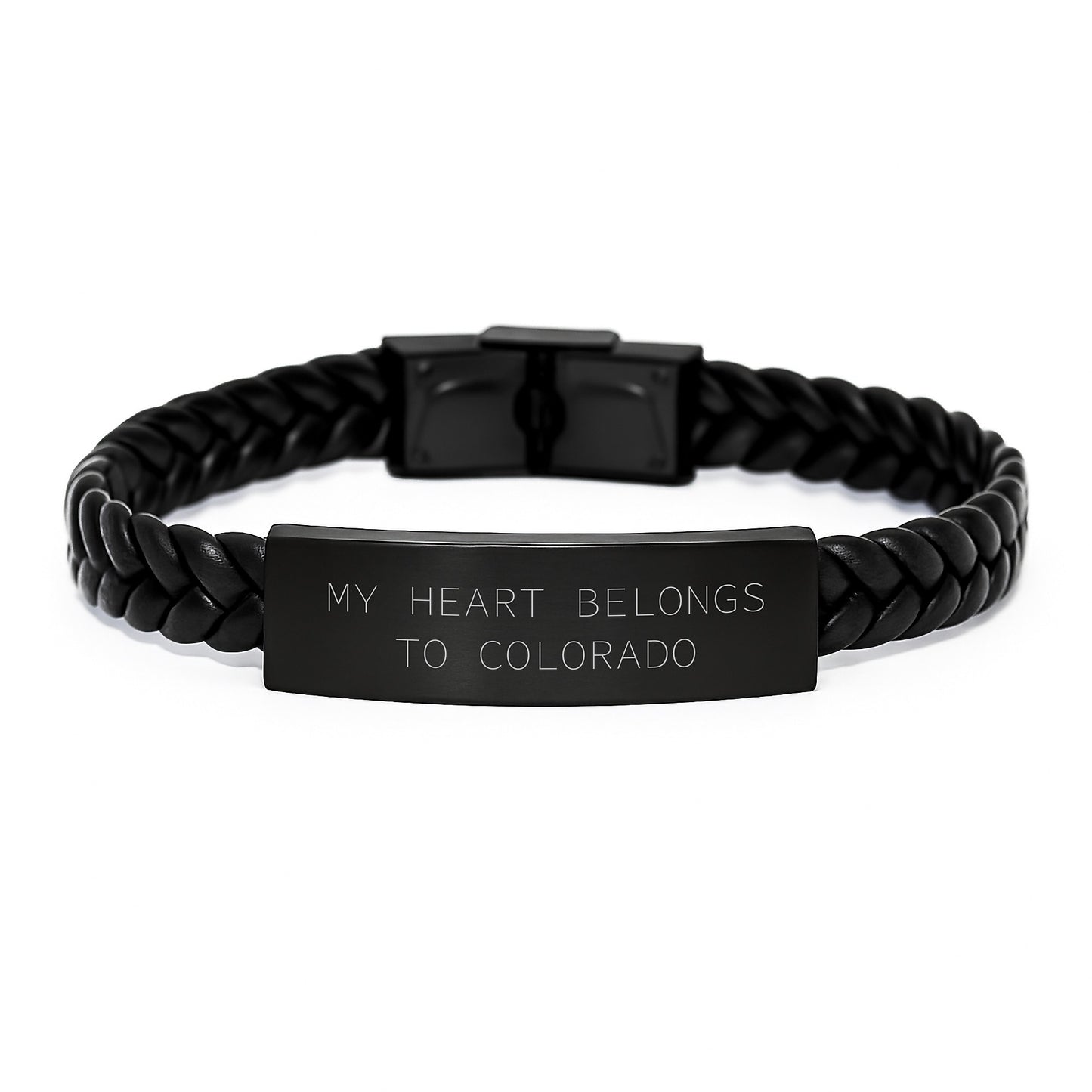 Colorado Inspired Interlaced Leather Bracelet, 'My Heart Belongs To Colorado', Gifts from Friends to Family, Birthday Unique Presents - Image 1