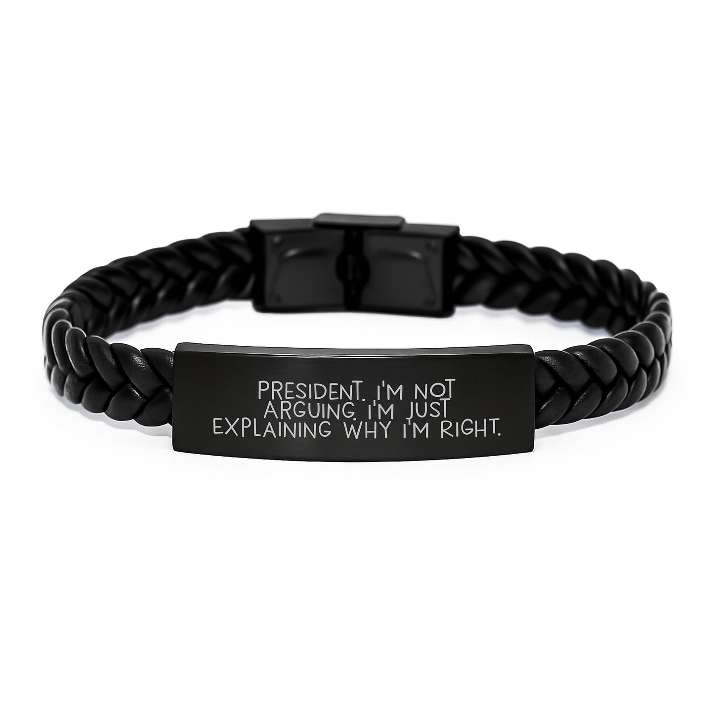 Funny President Interlaced Leather Bracelets Gifts for Men from Coworkers, Inspirational Quote, Graduation Unique Gifts - Image 1
