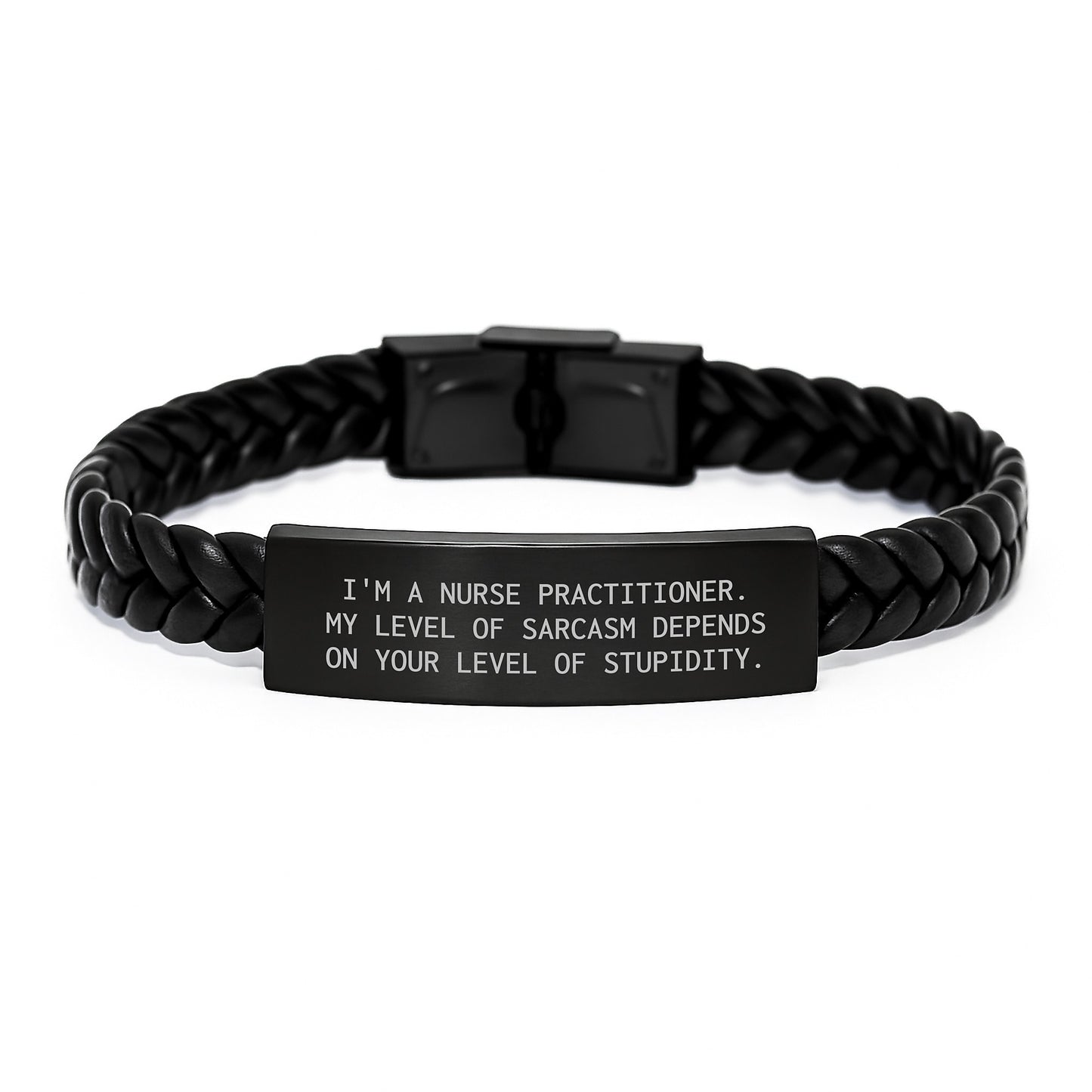 Nurse Practitioner Gifts, Funny Interlaced Leather Bracelet, Gifts from Friends for Nurse Practitioner Graduation, Humorous Sarcasm Quote Inspired - Image 1
