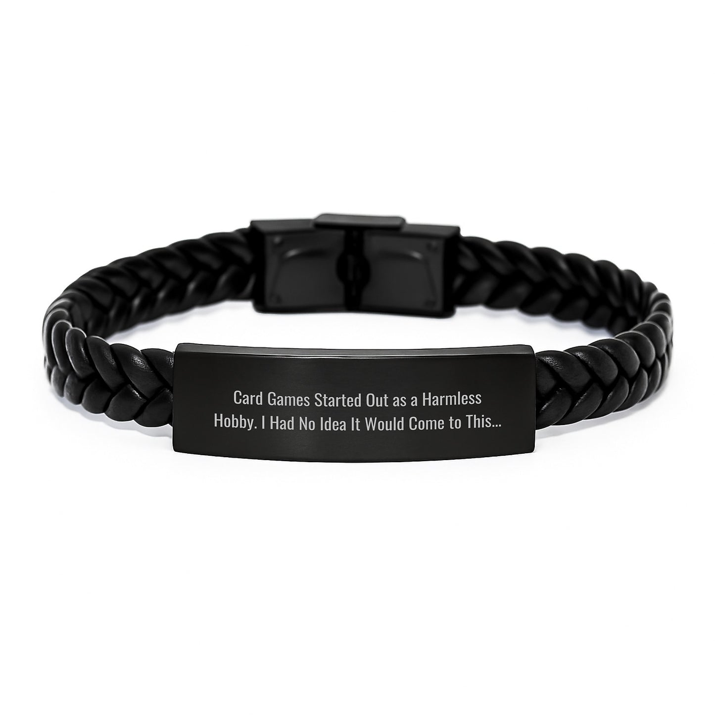 Card Games Enthusiasts' Funny Quote Interlaced Leather Bracelet Gifts from Friends, Coworkers, or Family for Birthday Unique Presents - Image 1