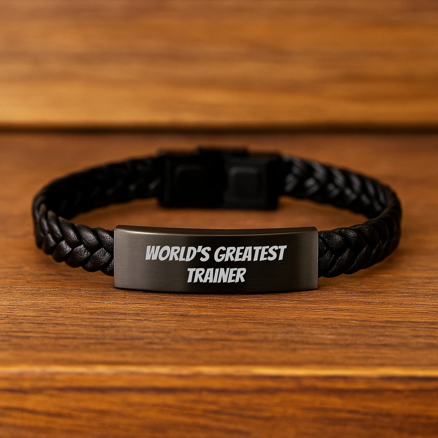 Trainer's World's Greatest Quote Interlaced Leather Birthday Unique Gift from Friends - Image 2
