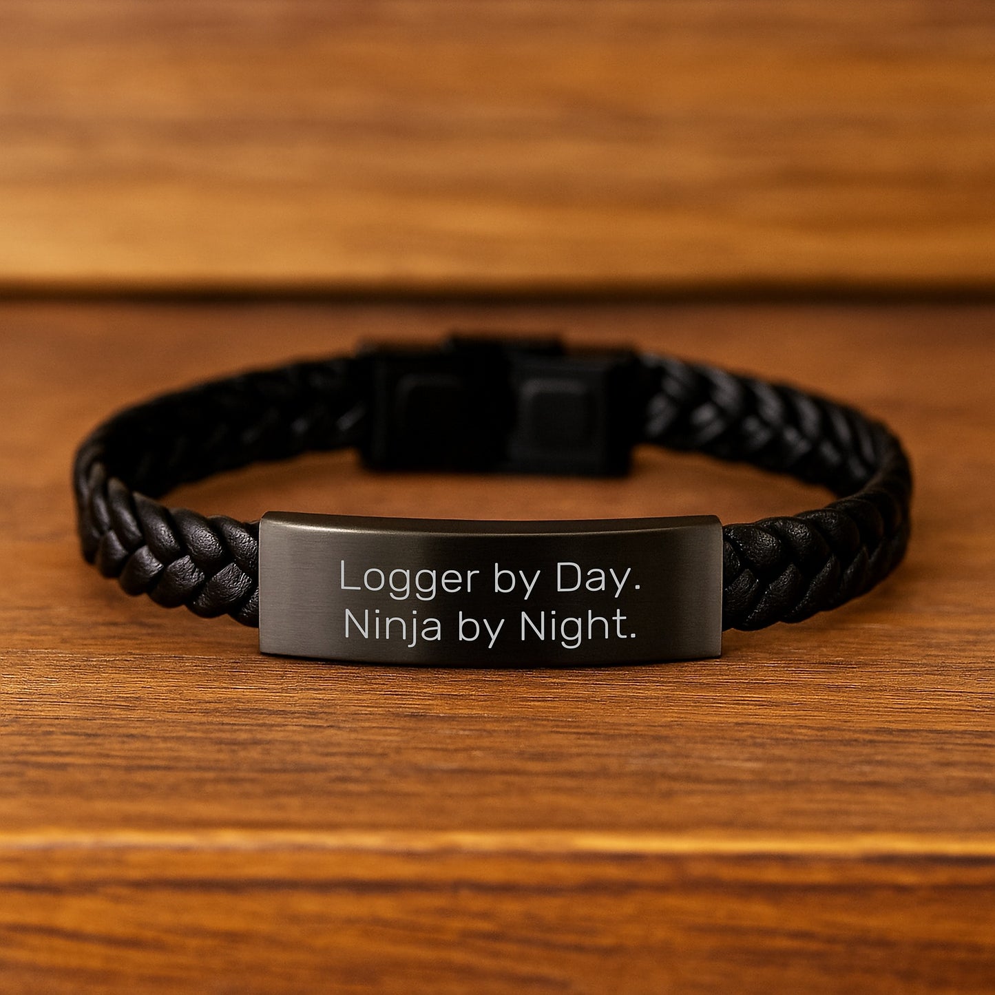 Logger Gifts from Friends for Men by Day Ninja by Night Interlaced Leather Bracelet, Graduation Unique Gifts - Image 2
