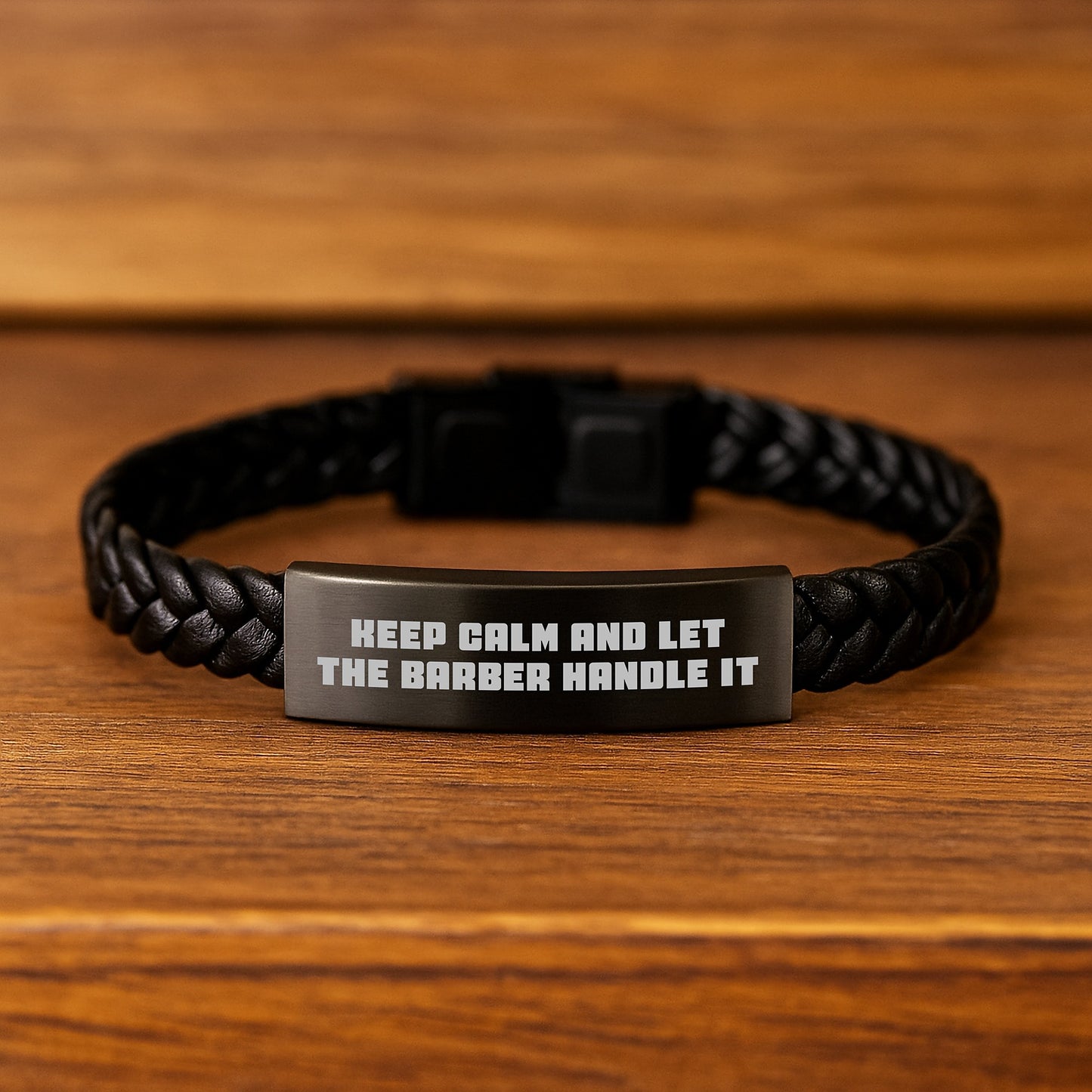 Funny Keep Calm and Let the Barber Handle It Interlaced Leather Bracelet Gifts for Men from Friends - Birthday Unique Gifts - Image 2