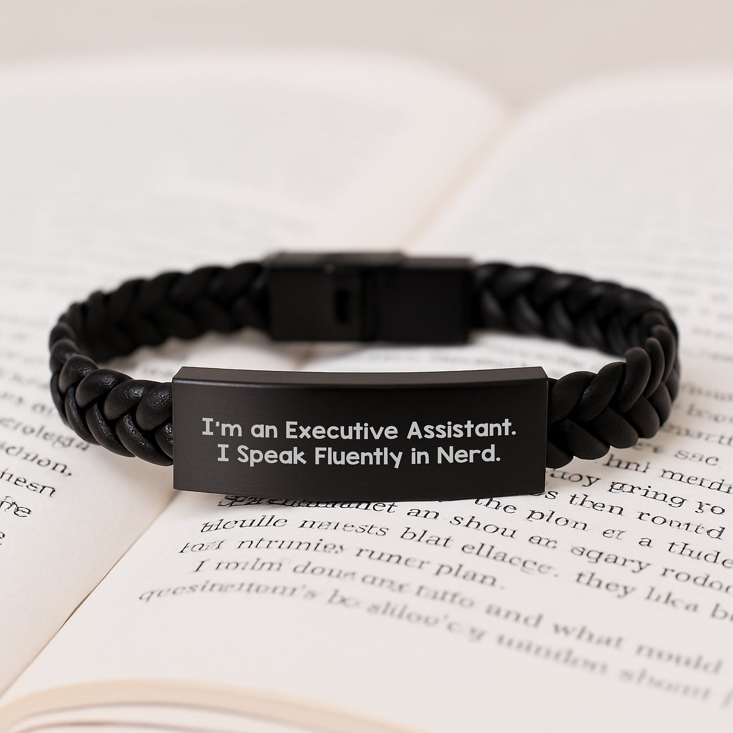 Funny Executive Assistant Gifts Interlaced Leather Bracelet with Quote 'I'm An Executive Assistant. I Speak Fluently In genius.' for Men Women Coworkers Family Christmas Unique Presents - Image 3
