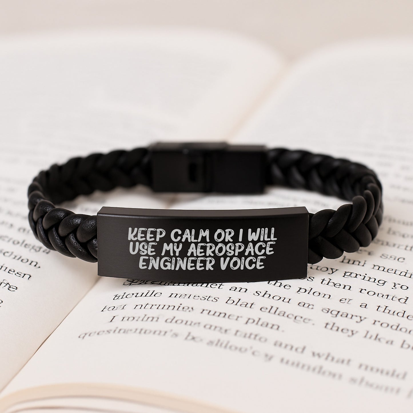 Funny Aerospace Engineer Gift for Men, Interlaced Leather Bracelet with Engraved Stainless Steel, Gifts from Friends, Aerospace Engineer Voice Quote, Christmas Unique Gifts - Image 3