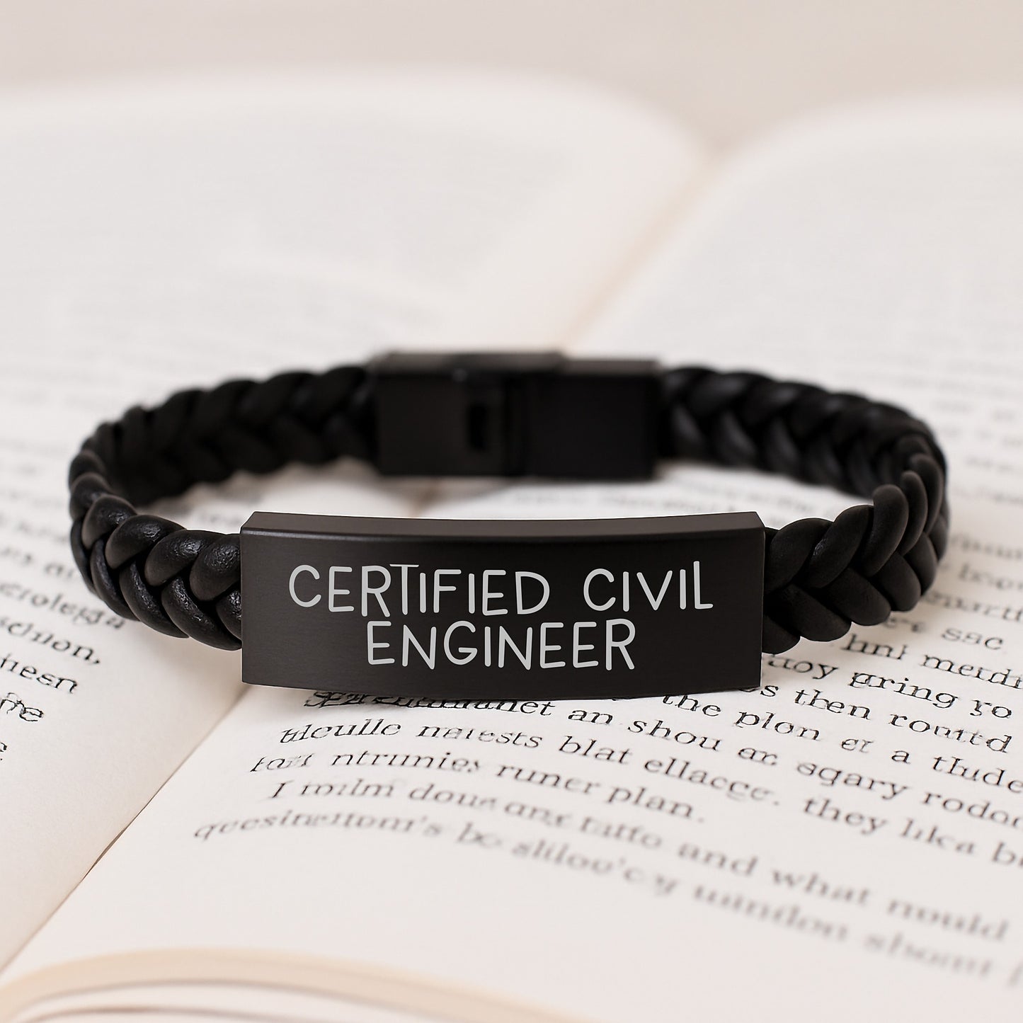Funny Quote by Certified Civil Engineer Interlaced Leather Bracelet Gifts for Men, Christmas Unique Gifts for Friends and Family - Image 3