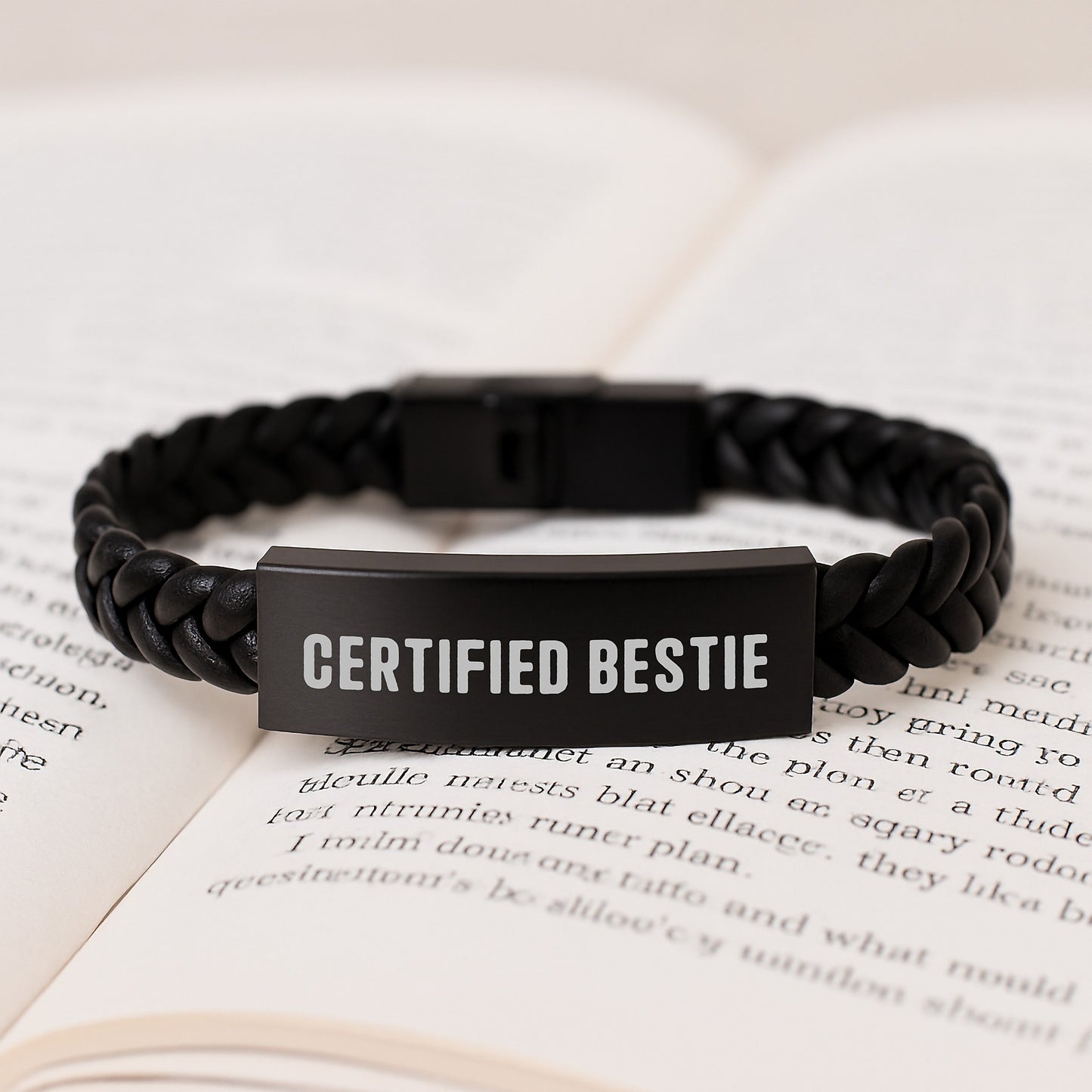 Funny Bestie Gifts, Interlaced Leather Bracelet for Men, Women, Friends, Coworkers, Family - 'Certified Bestie' Quote, Graduation Unique Gifts from Men, Women, Friends, Coworkers, Family - Image 3