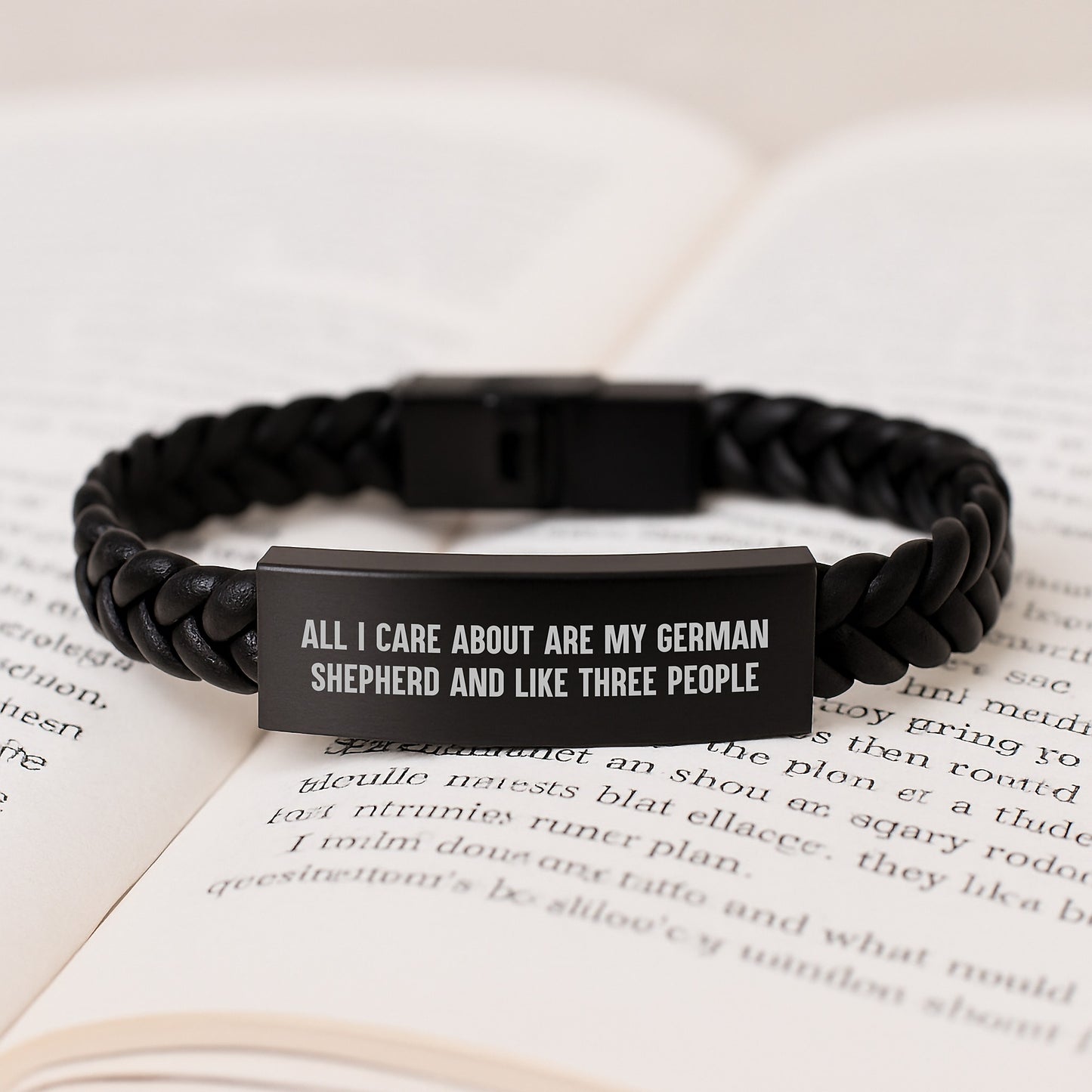 German Shepherd Dog Lovers Funny Quote Interlaced Leather Bracelet Gifts for Him from Friends, Coworkers, Family on Birthday - Image 3