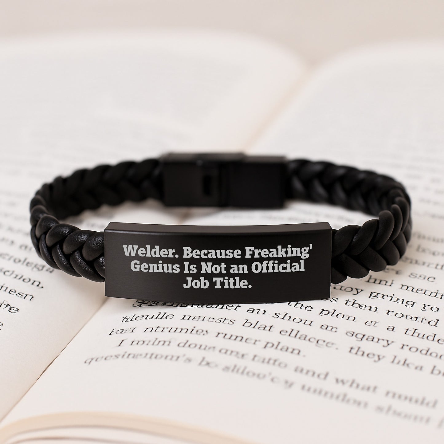 Funny Welder Christmas Unique Gifts from Men to Friends, Unique Interlaced Leather Bracelet, Welder Because Freaking' genius Is Not An Official Job Title - Image 3
