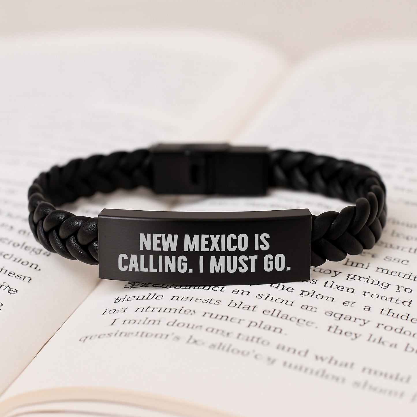 New Mexico Calling Gifts for Men Friends Family - Interlaced Leather Bracelet with Stainless Steel - Inspirational Quote - Image 3