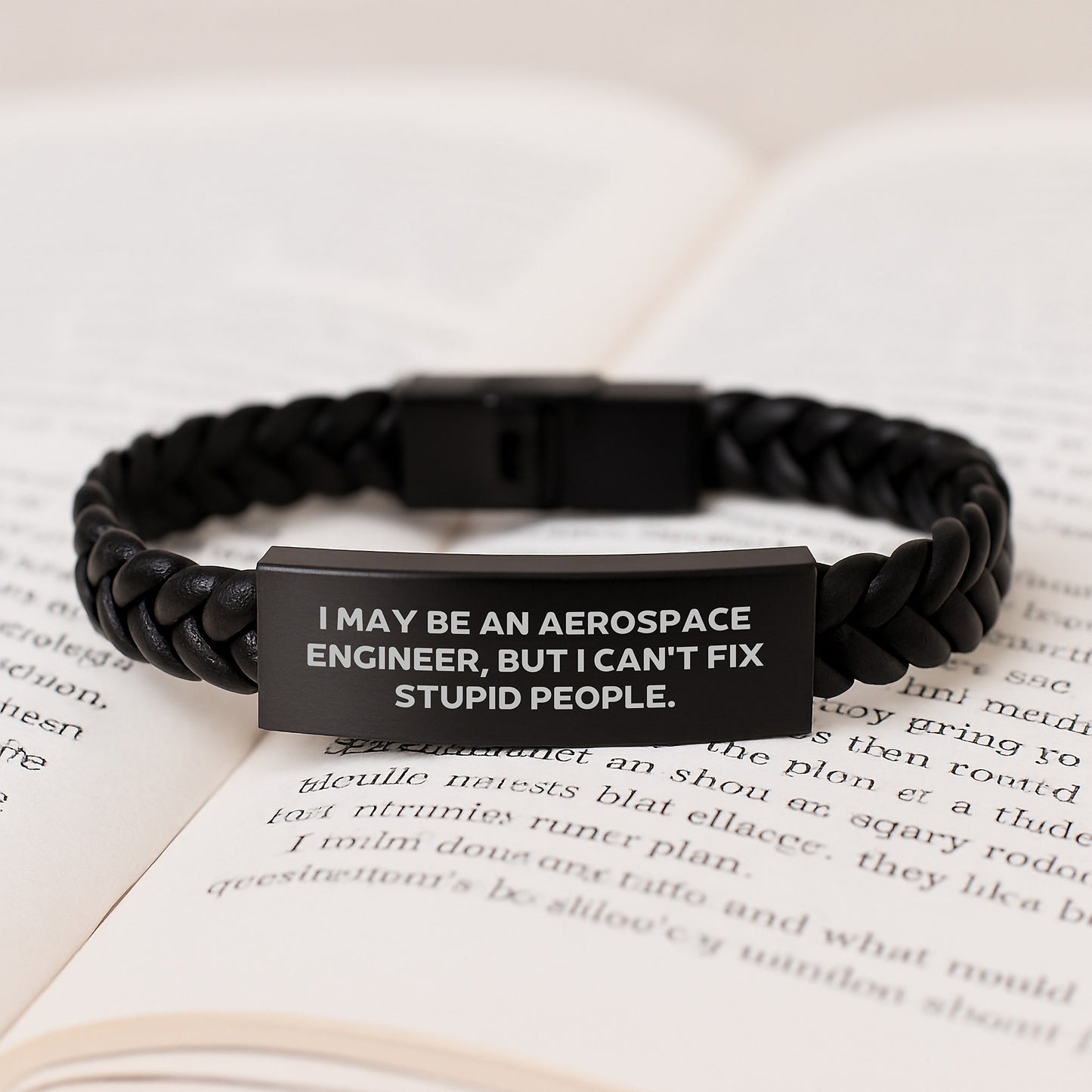 Funny Aerospace Engineer Gifts for Men Women Friends Family with Interlaced Leather Bracelet Quote I May Be An Aerospace Engineer But I Cant Fix Stupid People Christmas Unique Gifts - Image 3