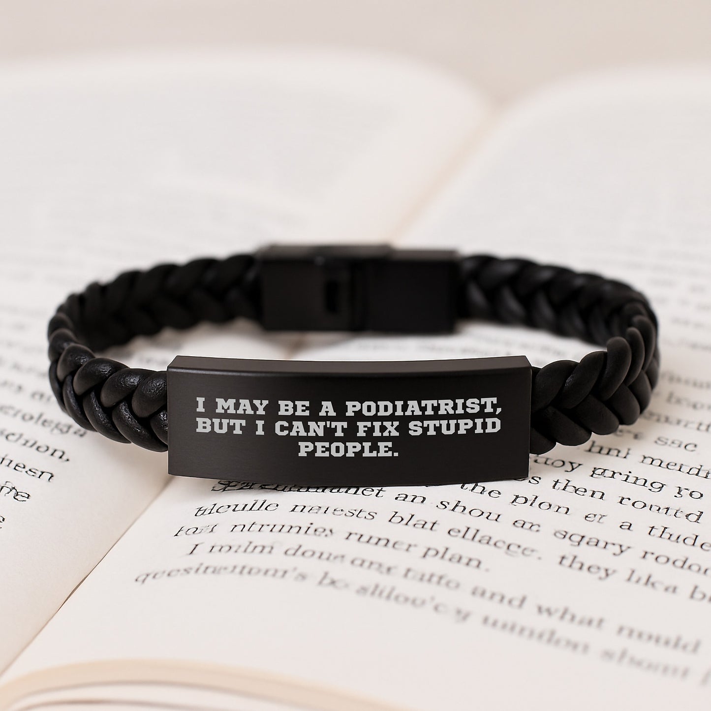 Funny Podiatrist Gifts for Him or Her - Valentine's Unique Interlaced Leather Bracelet with Stainless Steel Engraving - Gifts from Men to Women, Friends or Family - Image 3