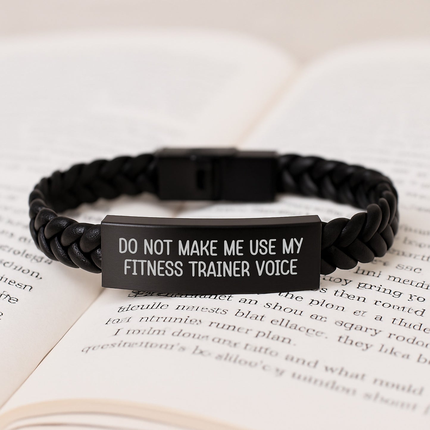Funny Fitness Trainer Gifts, Interlaced Leather Bracelet for Men, Women, Friends, Coworkers, Family - Do Not Make Me Use My Fitness Trainer Voice - Image 3