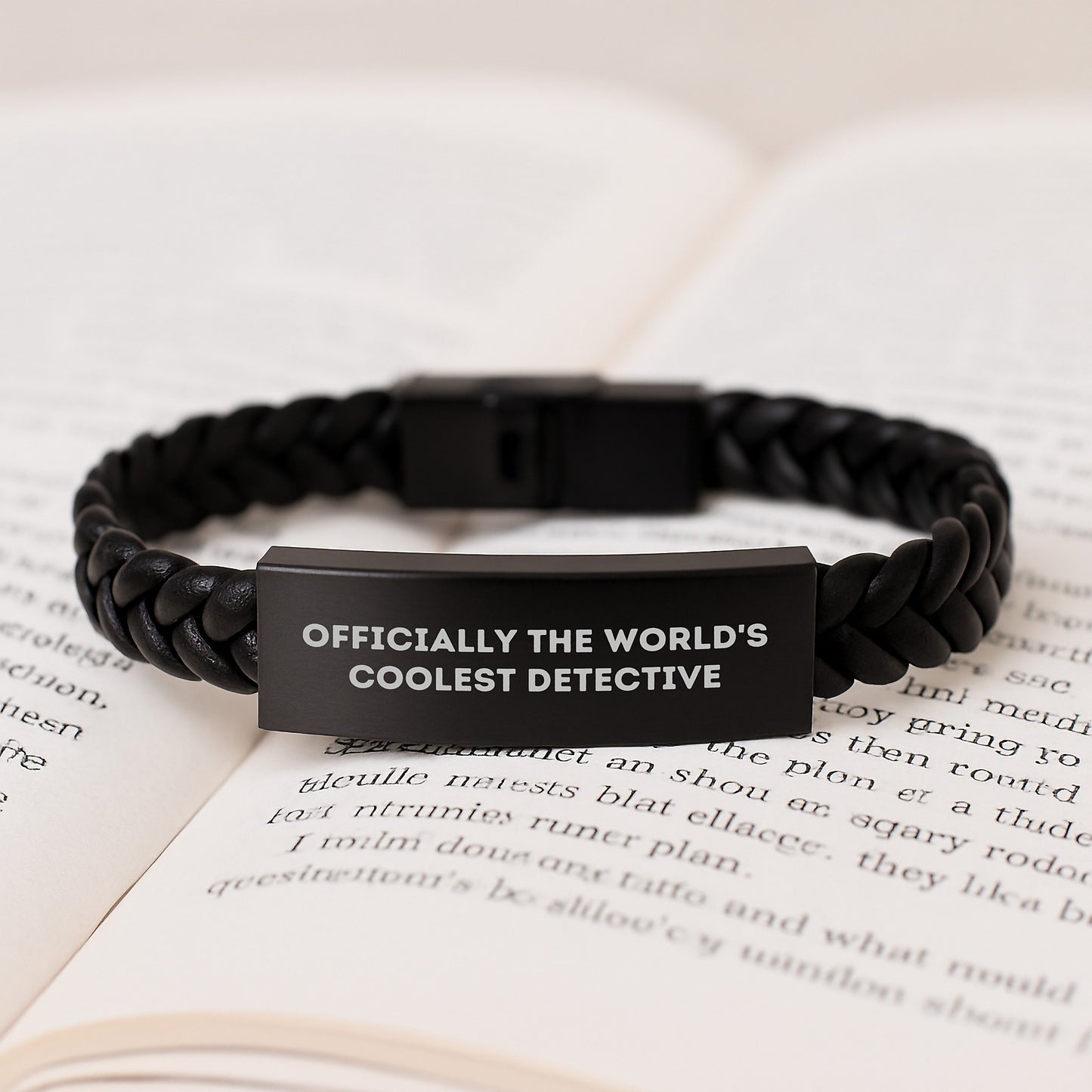 Funny Detective Gifts for Men - Interlaced Leather Bracelet with Engraved Stainless Steel - Gifts from Friends for Graduation - Image 3