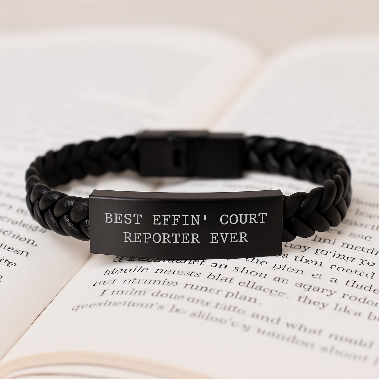Birthday Gift for Her Court Reporter Interlaced Leather Bracelet Present - Image 3