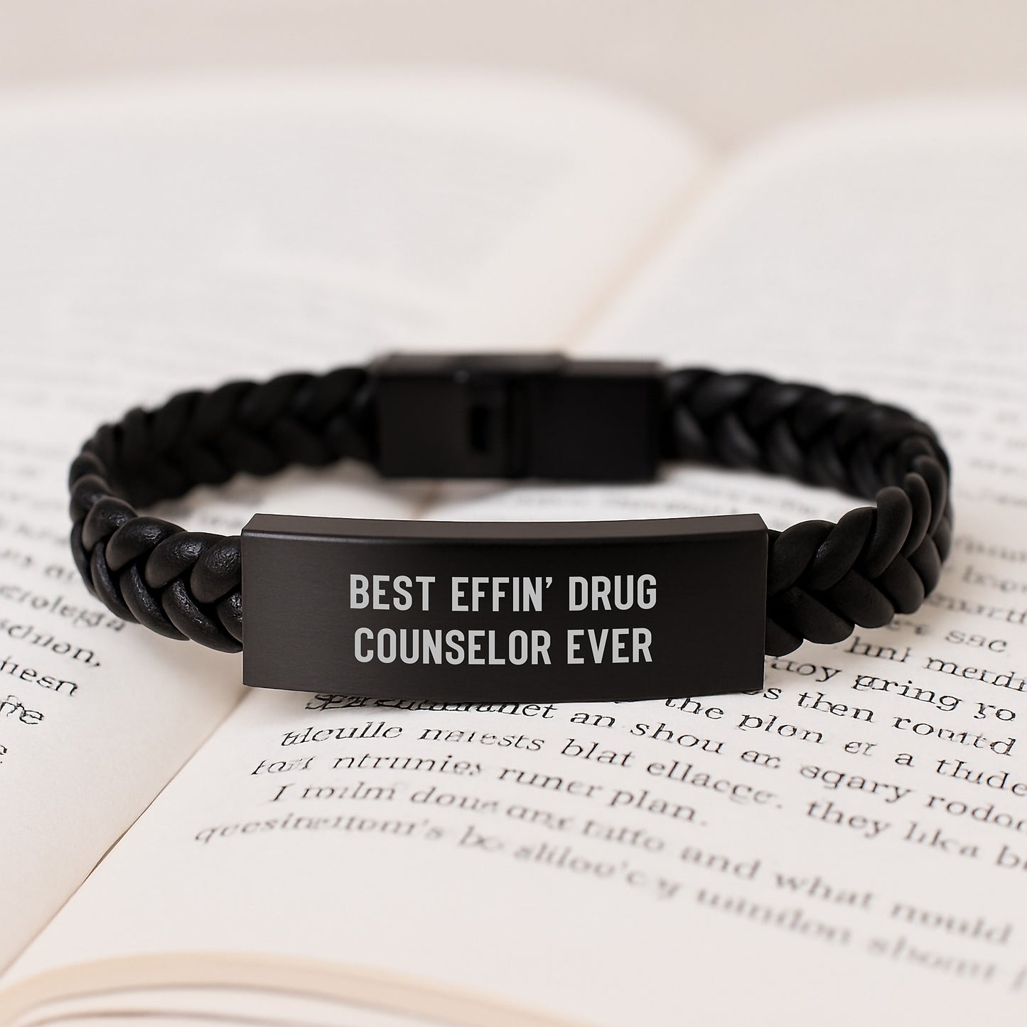 Funny Drug Counselor Gifts, Interlaced Leather Bracelets for Men, Women, Coworkers - Best Effin' Drug Counselor Ever Quote, Graduation Unique Gifts from Family, Friends, Coworkers to Drug Counselor - Image 3
