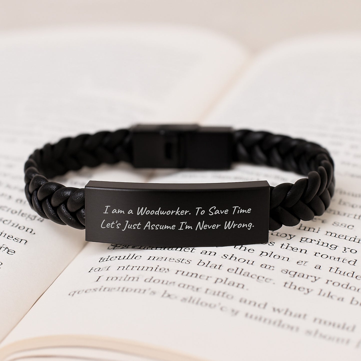 For Him Keepsake Interlaced Leather Bracelet Birthday Gift Woodworker - Image 3