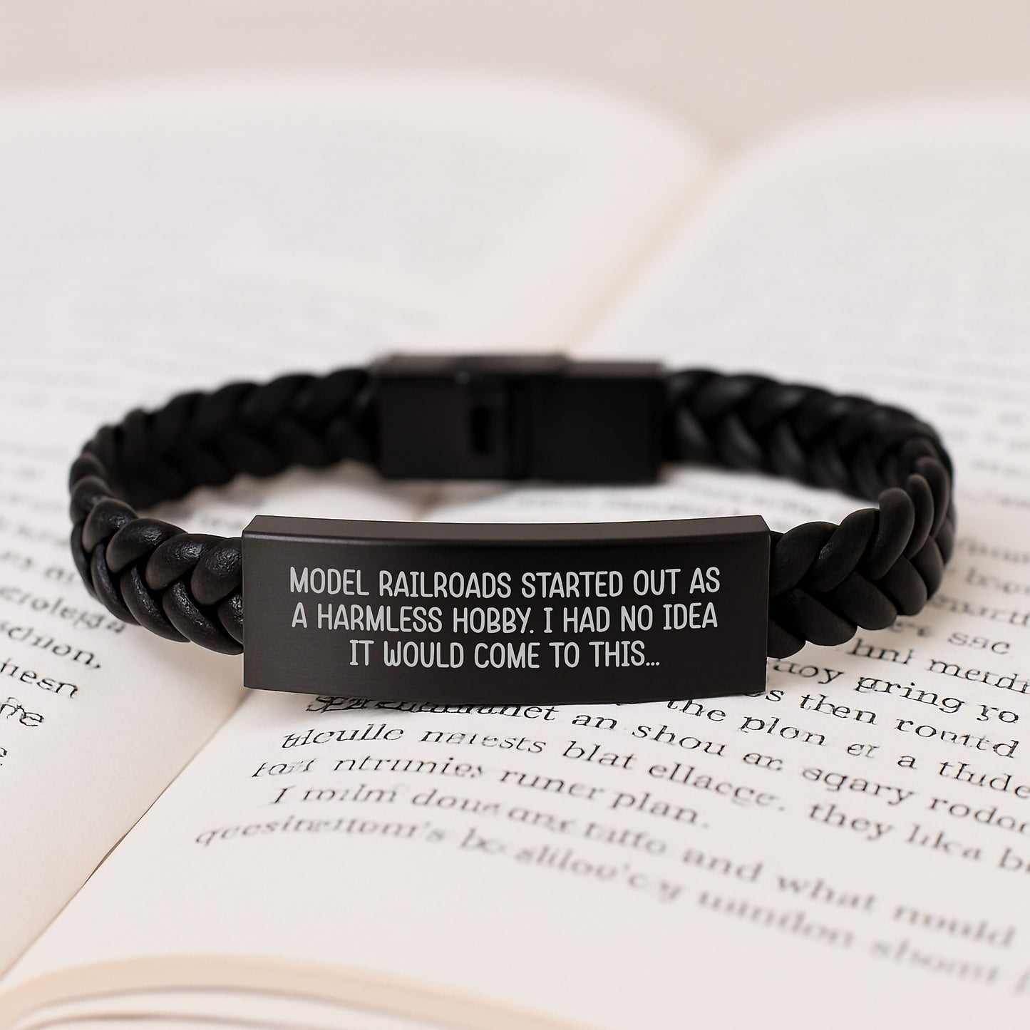 Model Railroads Gifts for Men from Family - Funny Interlaced Leather Bracelet for Birthday - Image 3