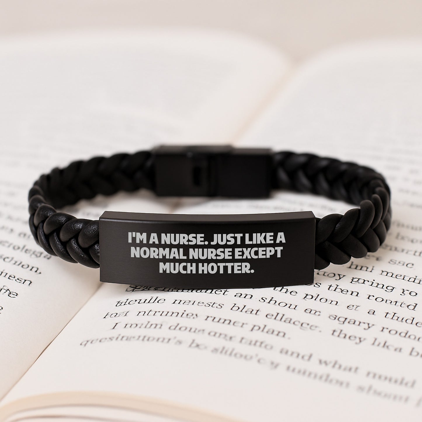 Funny Nurse Gifts, Birthday Unique Gifts for Nurse, Interlaced Leather Bracelet with Stainless Steel and PU Leather, 'I'm A Nurse...' - Image 3