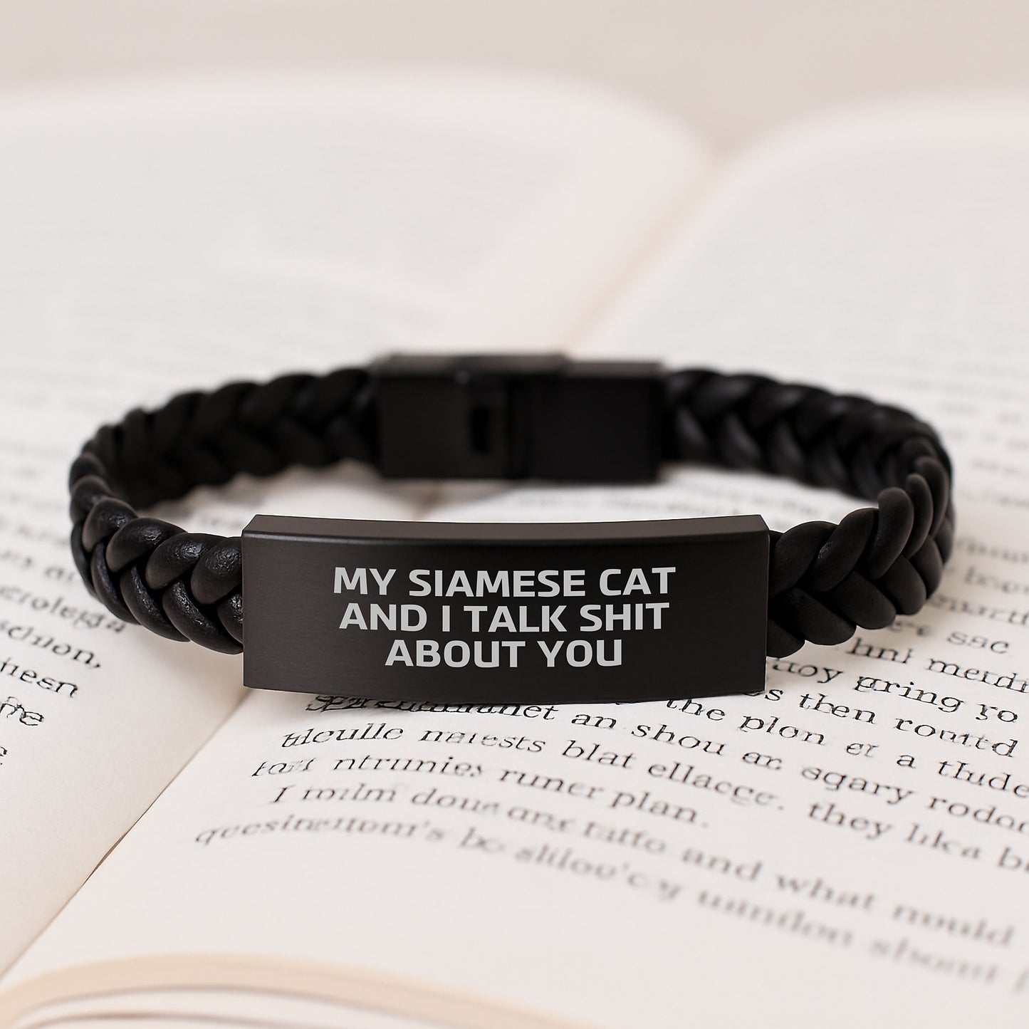Funny Siamese Cat Interlaced Leather Bracelet, Gifts from Men to Friends, Christmas Unique Gifts for Siamese Cat Lovers - My Siamese Cat And I Talk Shit About You - Image 3