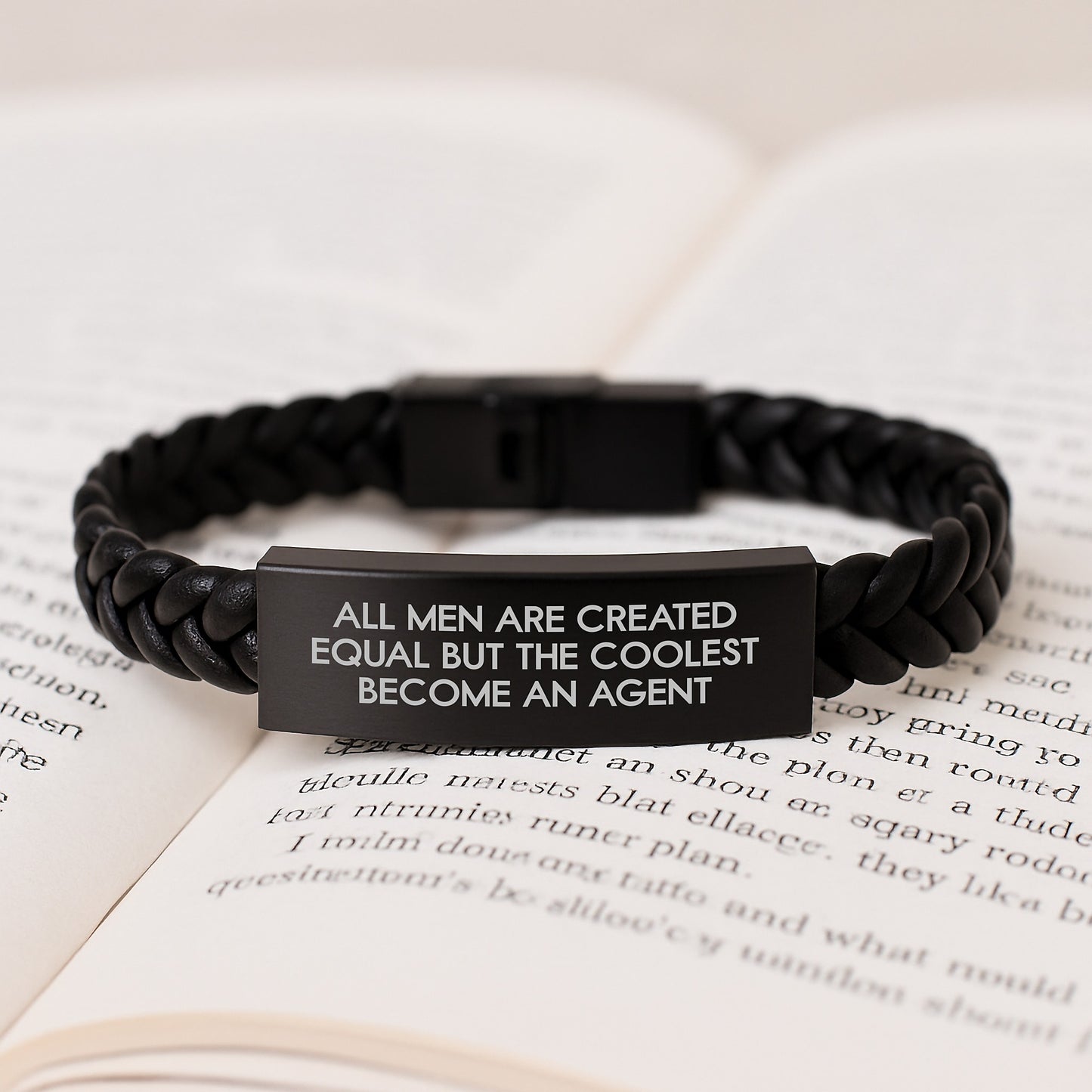'All Men Are Created Equal But The Coolest Become An Agent' Funny Agent Gifts for Men - Gifts from Men - Interlaced Leather Bracelet for Agent Lover - Valentine's Unique Gifts - Image 3