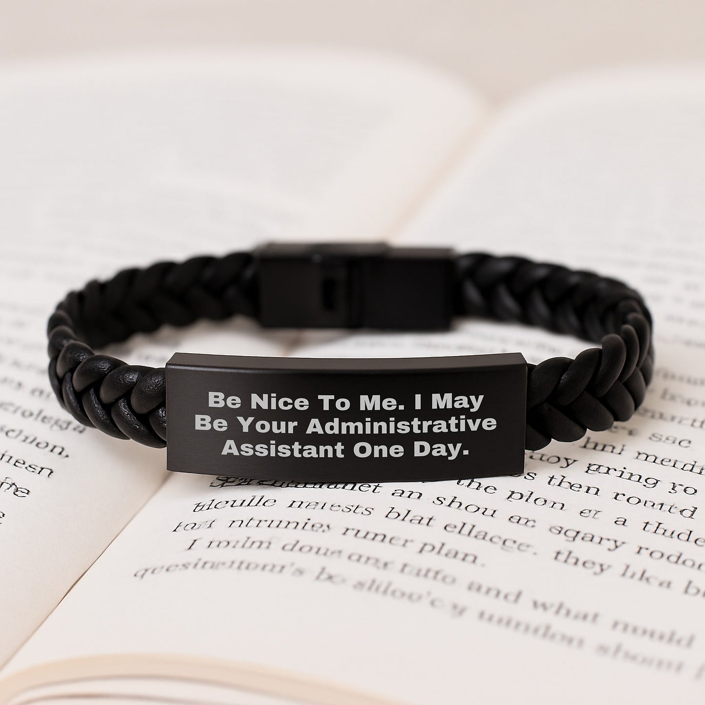 Funny Administrative Assistant Christmas Unique Gifts from Friends - Interlaced Leather Bracelet for Men - Be Nice To Me I May Be Your Administrative Assistant One Day - Image 3