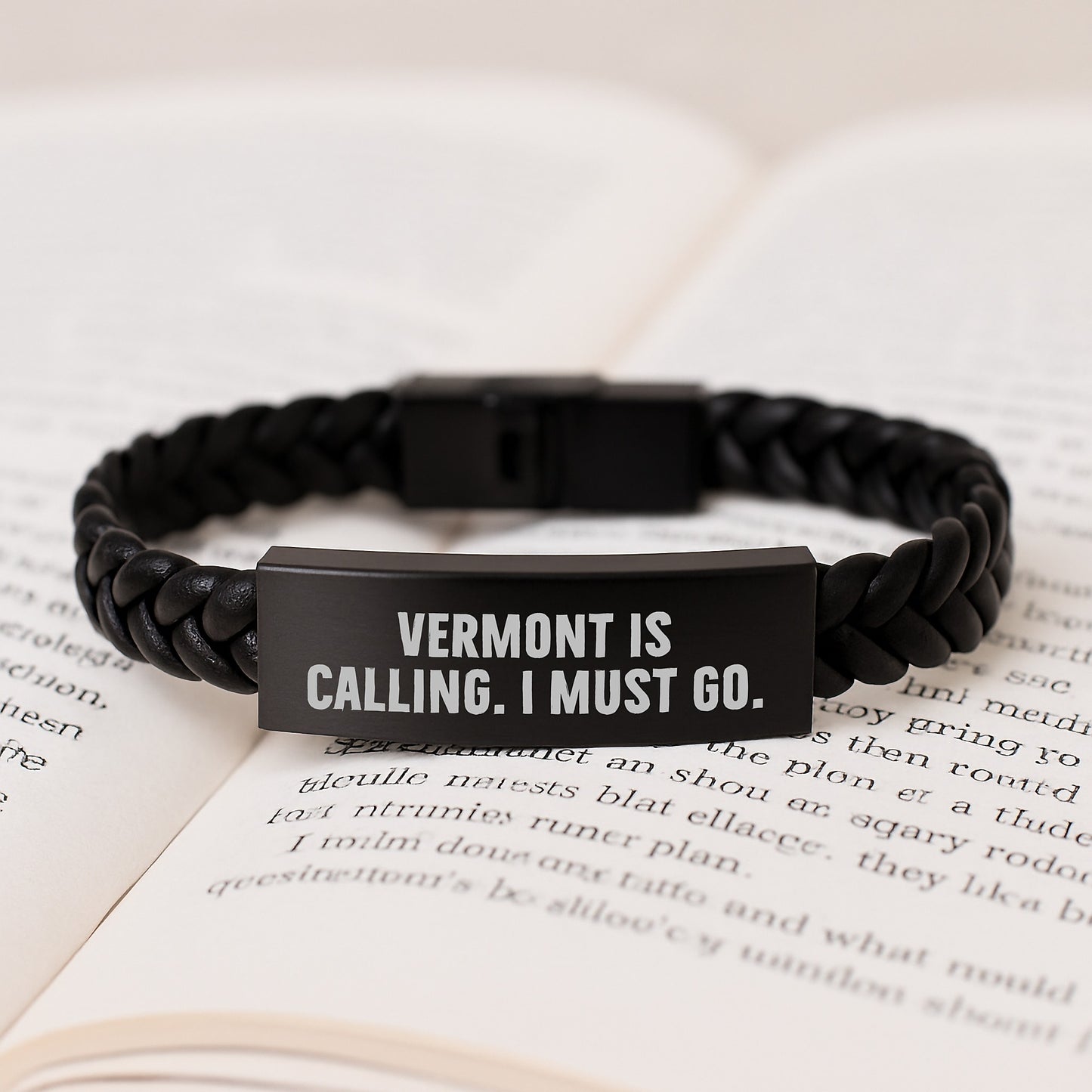 Vermont Inspirational Gifts for Men from Friends with Interlaced Leather Bracelet Funny Quote I Must Go - Image 3