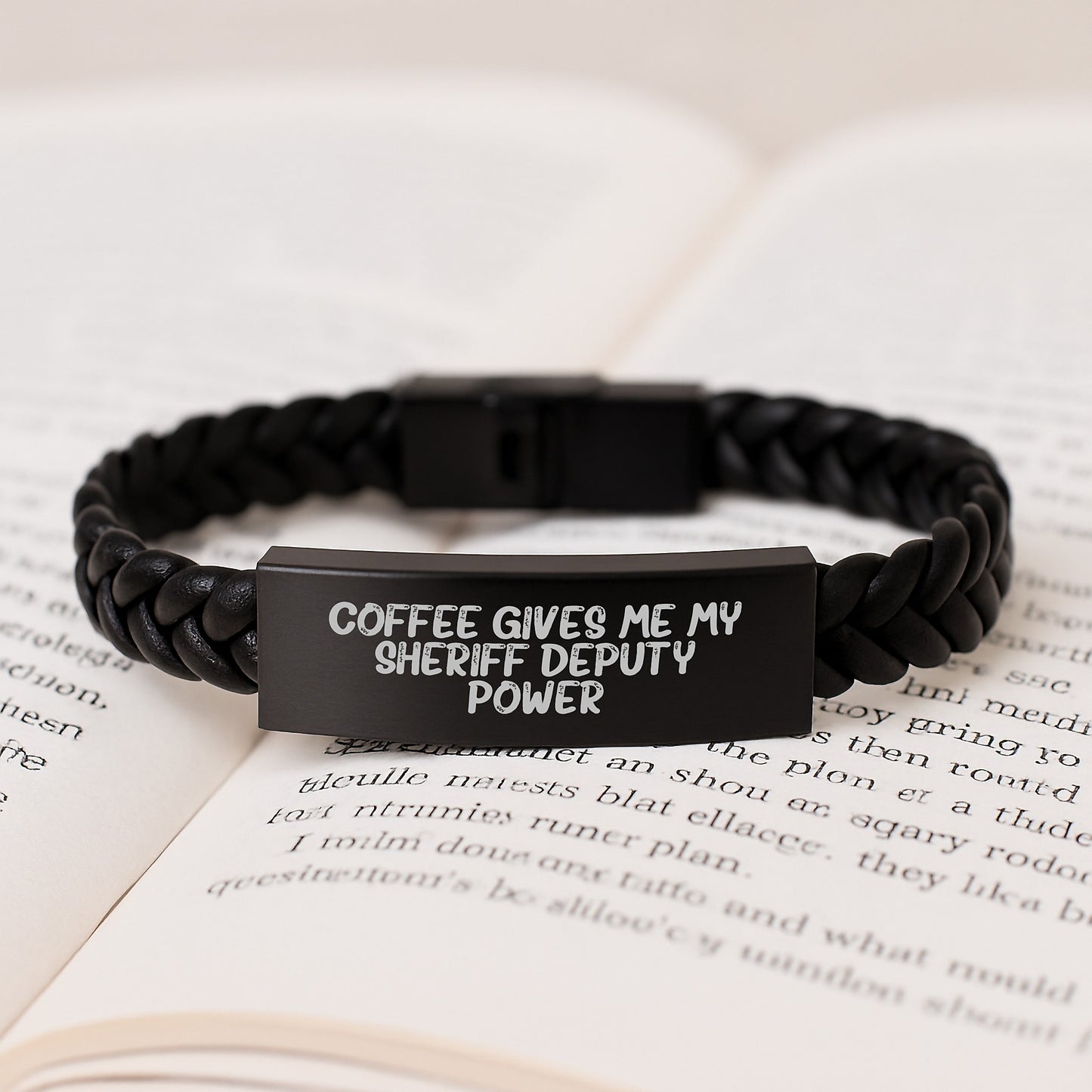 Funny Sheriff Deputy Gifts for Men - Birthday Unique Leather Interlaced Bracelet Sheriff Deputy Power - Image 3
