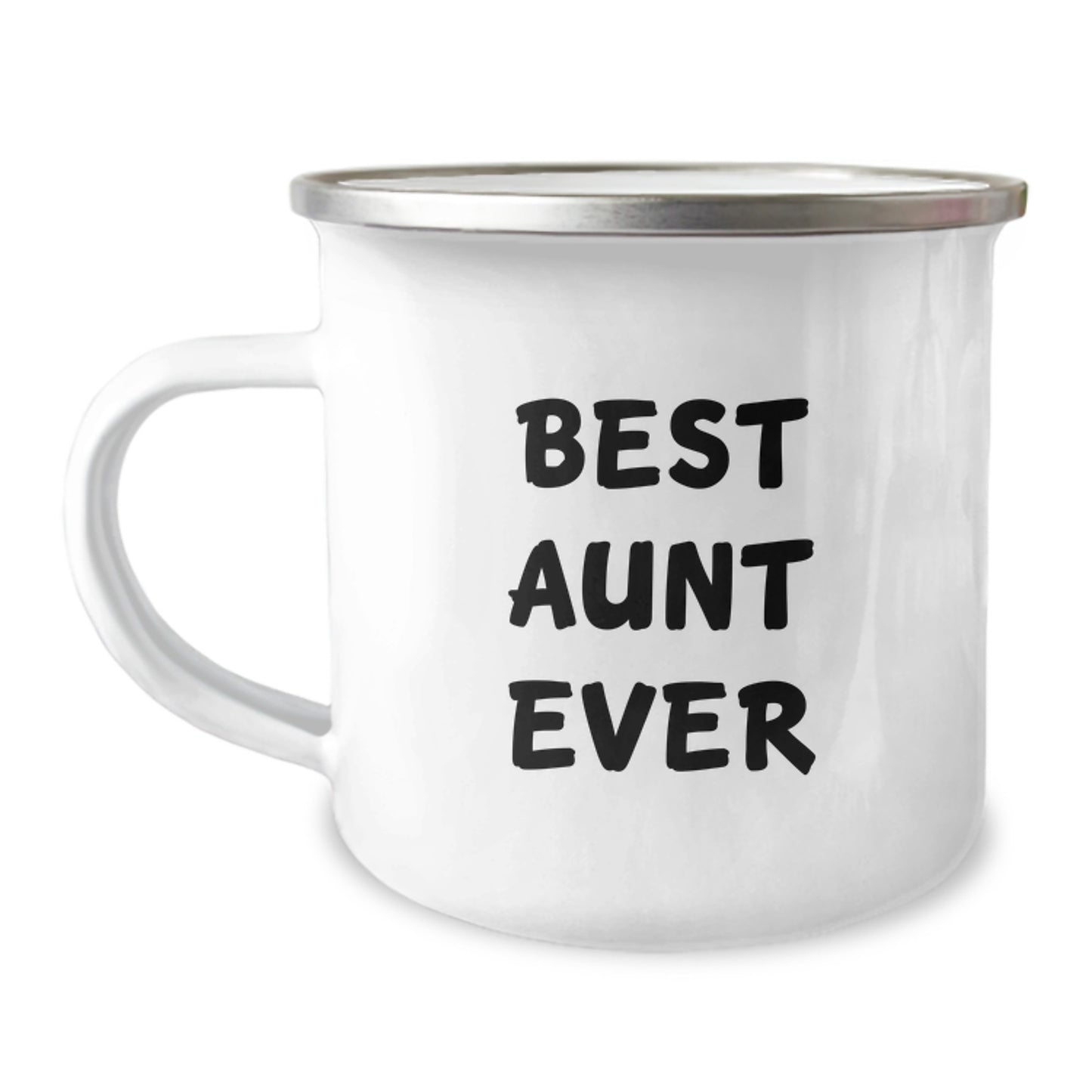 Funny Aunt Gifts - Best Aunt Ever Camping Mug, 12 oz Stainless Steel with Enamel Finish, Gifts from Family for Aunt on Birthday - Image 1