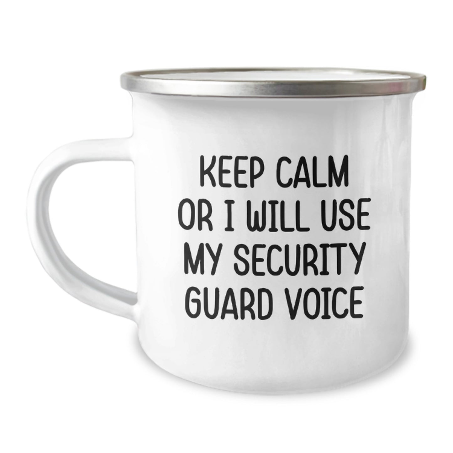 Funny Security Guard Gifts from Men to Security Guard Friends on Birthday, Keep Calm Or I Will Use My Security Guard Voice Camping Mug - Image 1