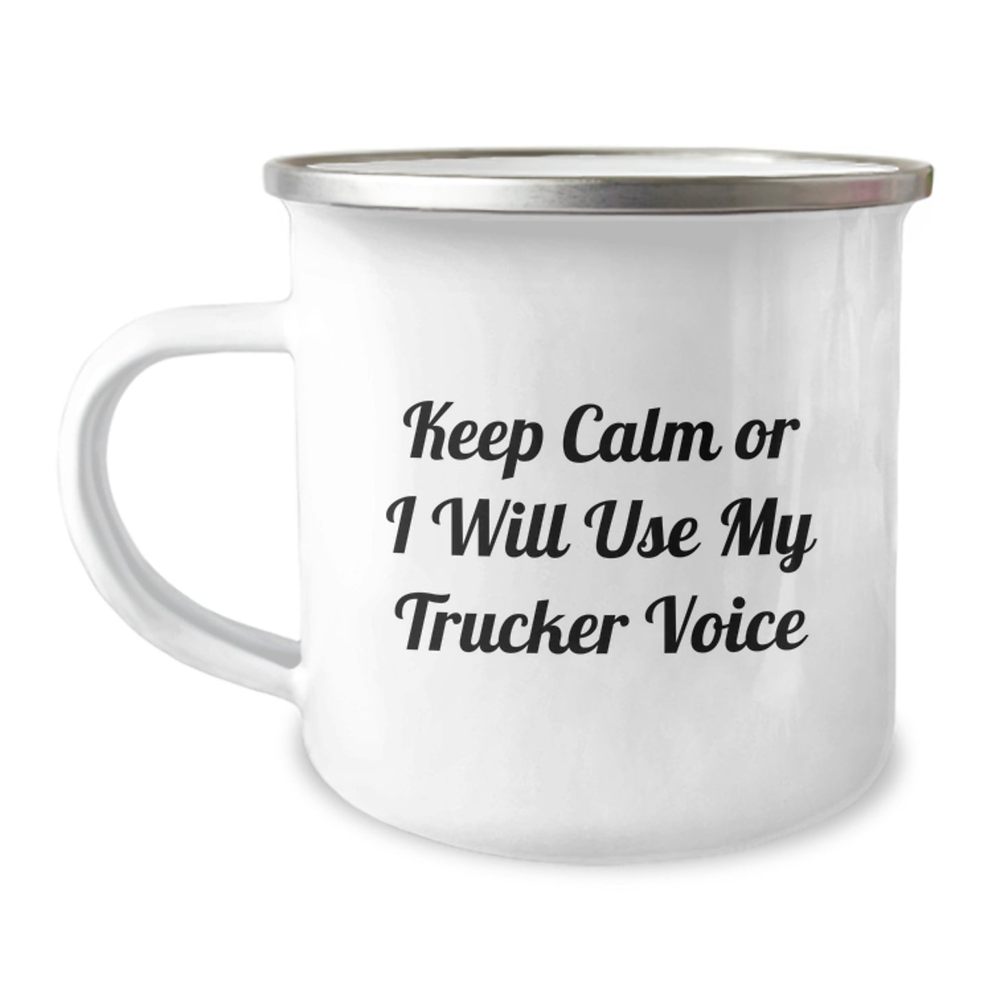 Trucker Gifts for Men, Funny Trucker Camping Mug with Quote 'Keep Calm Or I Will Use My Trucker Voice' for Graduation, Gifts from Friends or Family - Image 1