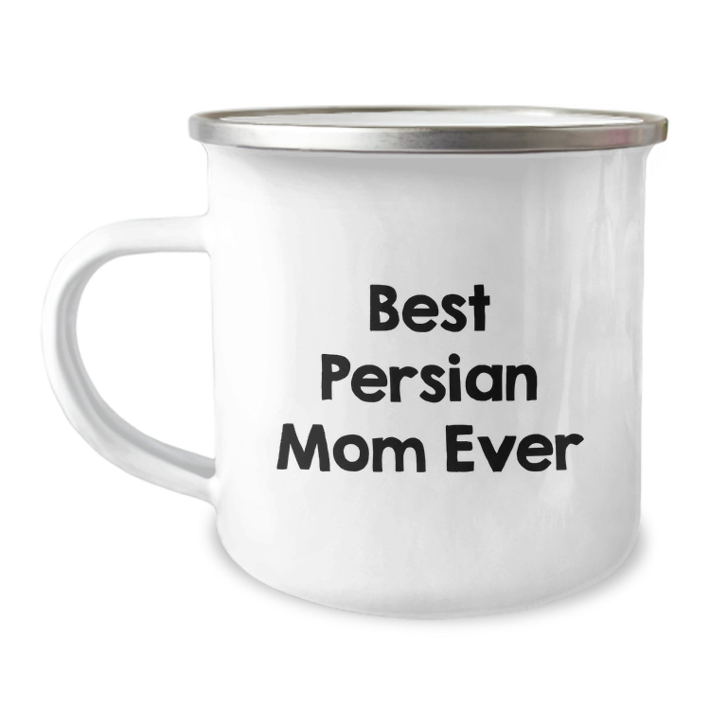 Funny Persian Cat Lovers Gifts from Mom for Birthday, Best Persian Mom Ever Quote on Camping Mug, 12 oz Stainless Steel with Enamel Finish - Image 1