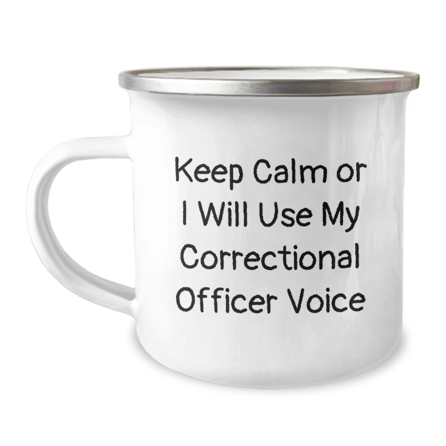 Correctional Officer Gifts from Friends - Keep Calm Or I Will Use My Correctional Officer Voice Funny Camping Mug for Graduation, Correctional Officer Unique Gifts from Family to Correctional Officer - Image 1