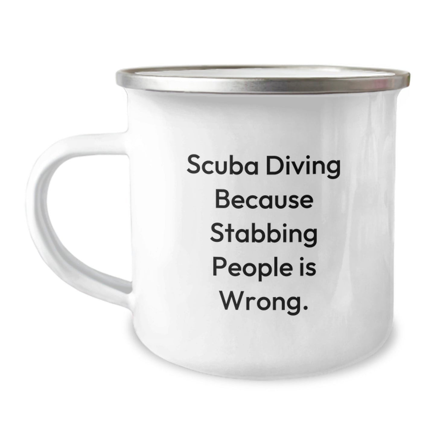 Scuba Diving Gifts from Men, Funny Scuba Diving Camping Mug for Graduation, Scuba Diving Because Stabbing People Is Wrong., Unique Gifts for Scuba Diving Enthusiasts - Image 1