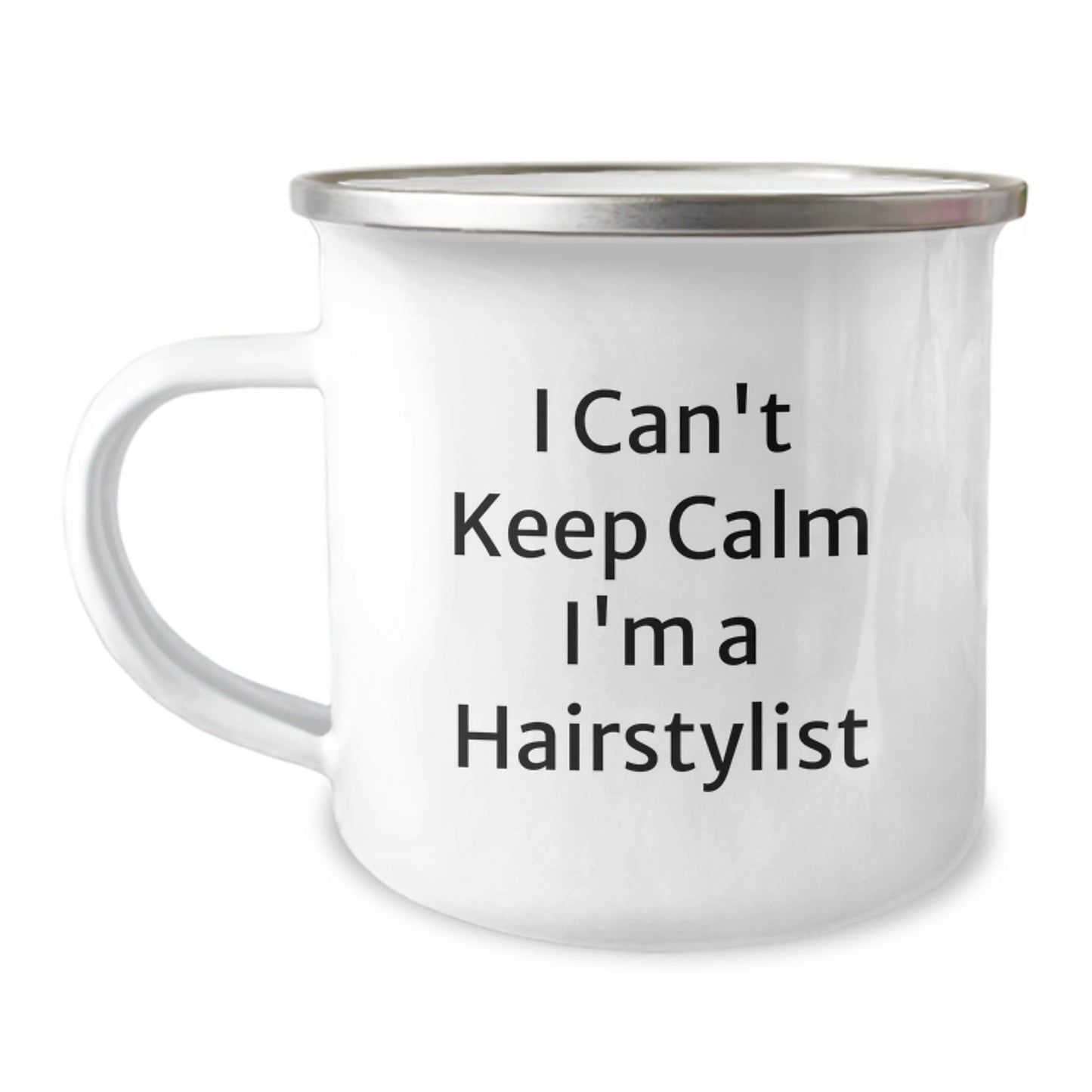 Funny Hairstylist Birthday Unique Gifts from Friends to Family - 'I'm A Hairstylist' Camping Mug, 12 oz Stainless Steel Enamel Finish - Image 1