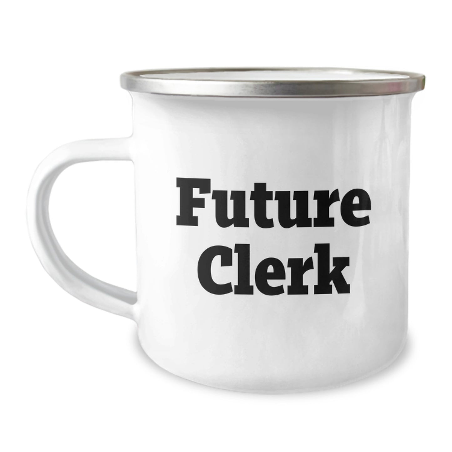 Funny Gifts from Friends for Future Clerks, Clerk Birthday Unique Mug, Stainless Steel Camping Mug with Quote, 12 oz Capacity - Image 1